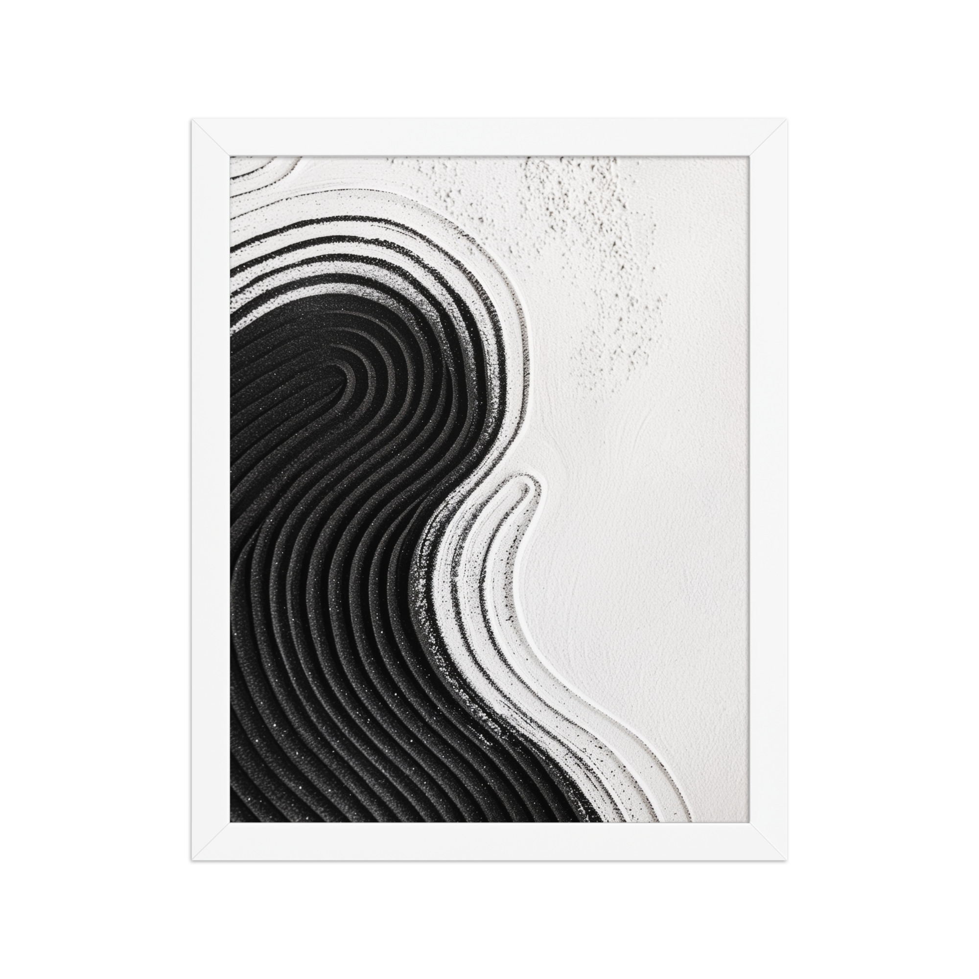 Black & White Ripple – Abstract Zen Sand Pattern Wall Art – Framed Poster - Image 18
