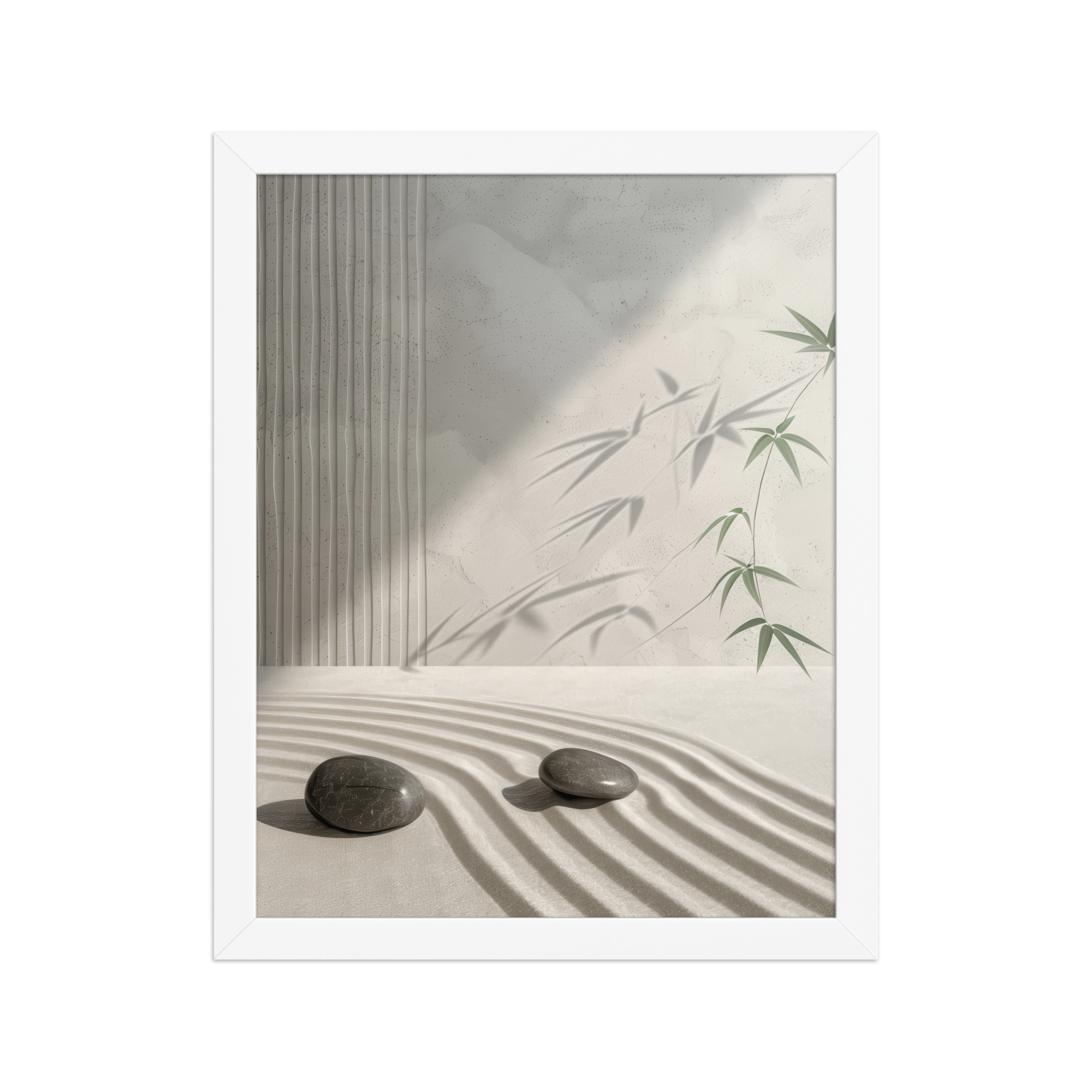 Bamboo Shadow Zen Garden Light & Shadow Japandi Wall Art – Framed Poster - Image 11