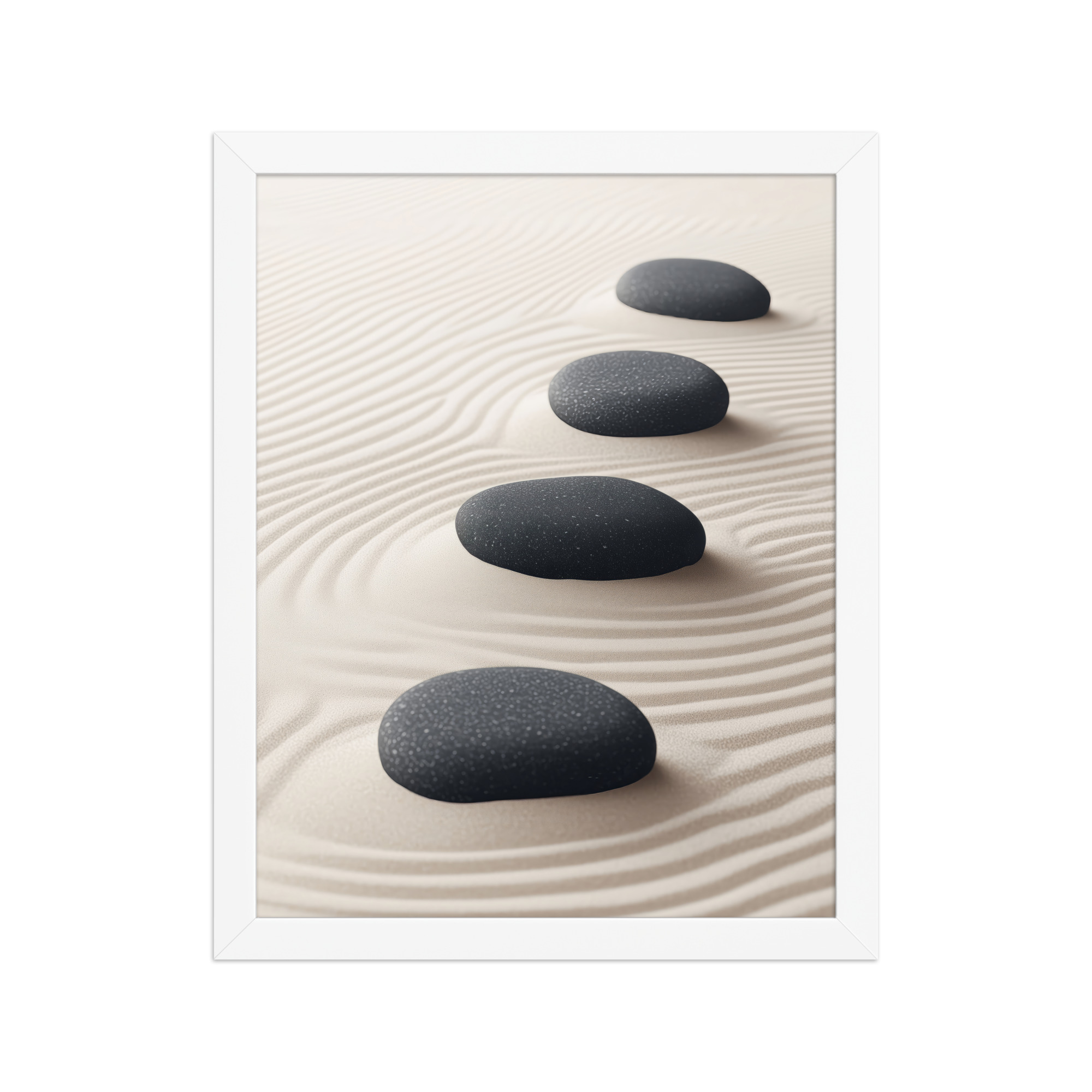 Zen Balance – Charcoal Stones on Sand Minimal Wall Art – Framed Poster - Image 18
