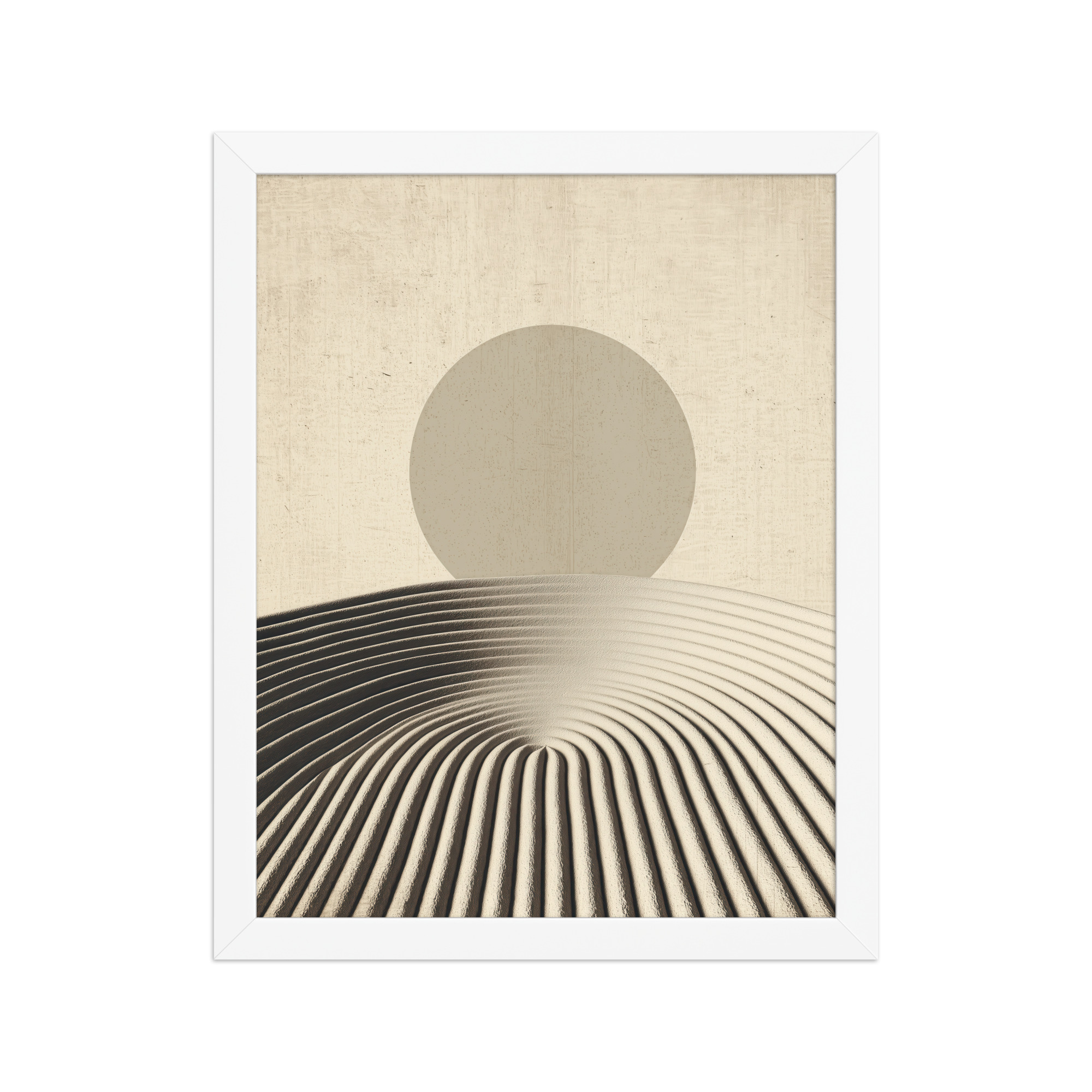 Zen Dune Sun – Raked Sand Dunes with Minimal Sun Wall Art – Framed Poster - Image 18