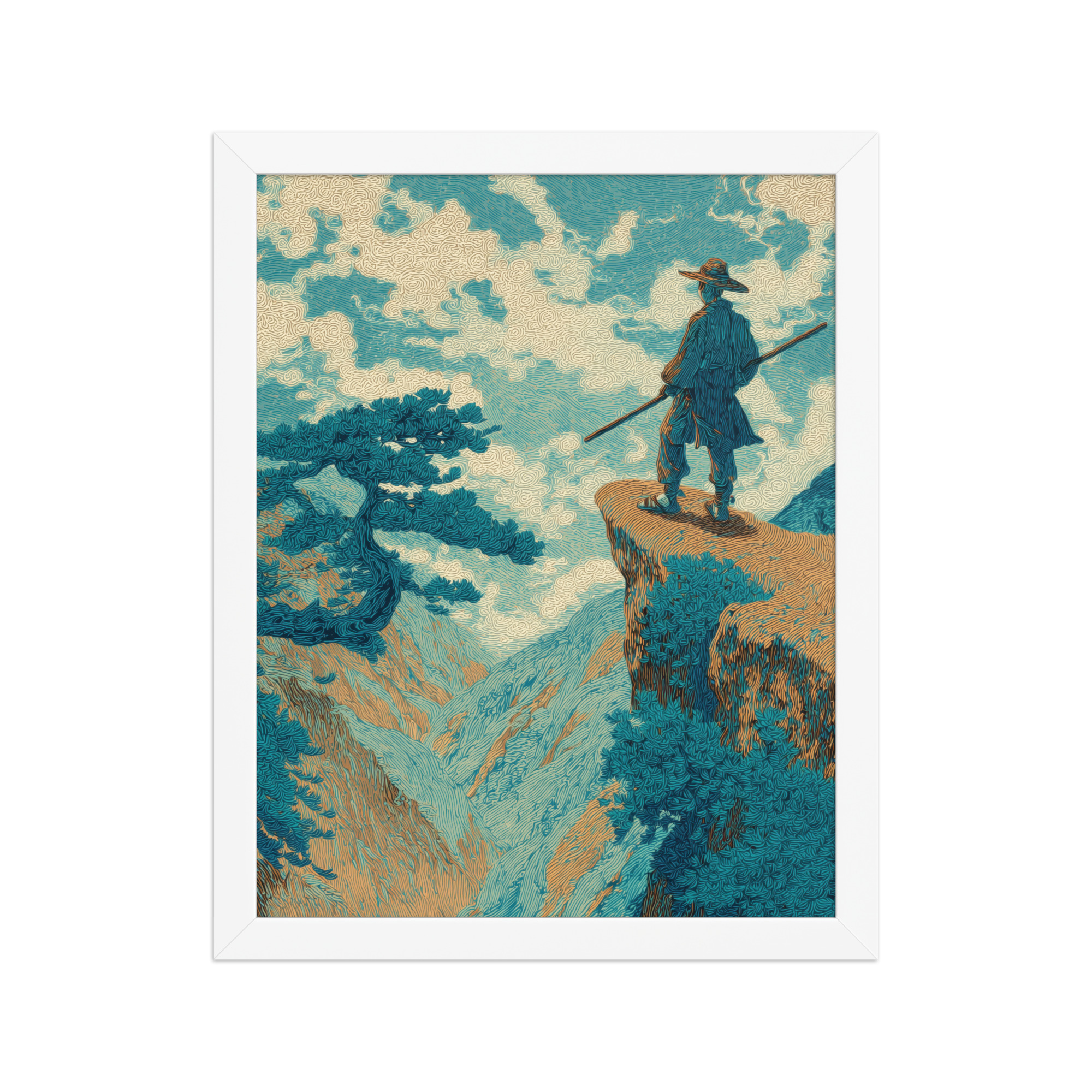 Cliff Wanderer I Hokusai – Vintage Ukiyo-e Cliff Landscape Wall Art – Framed Poster - Image 13
