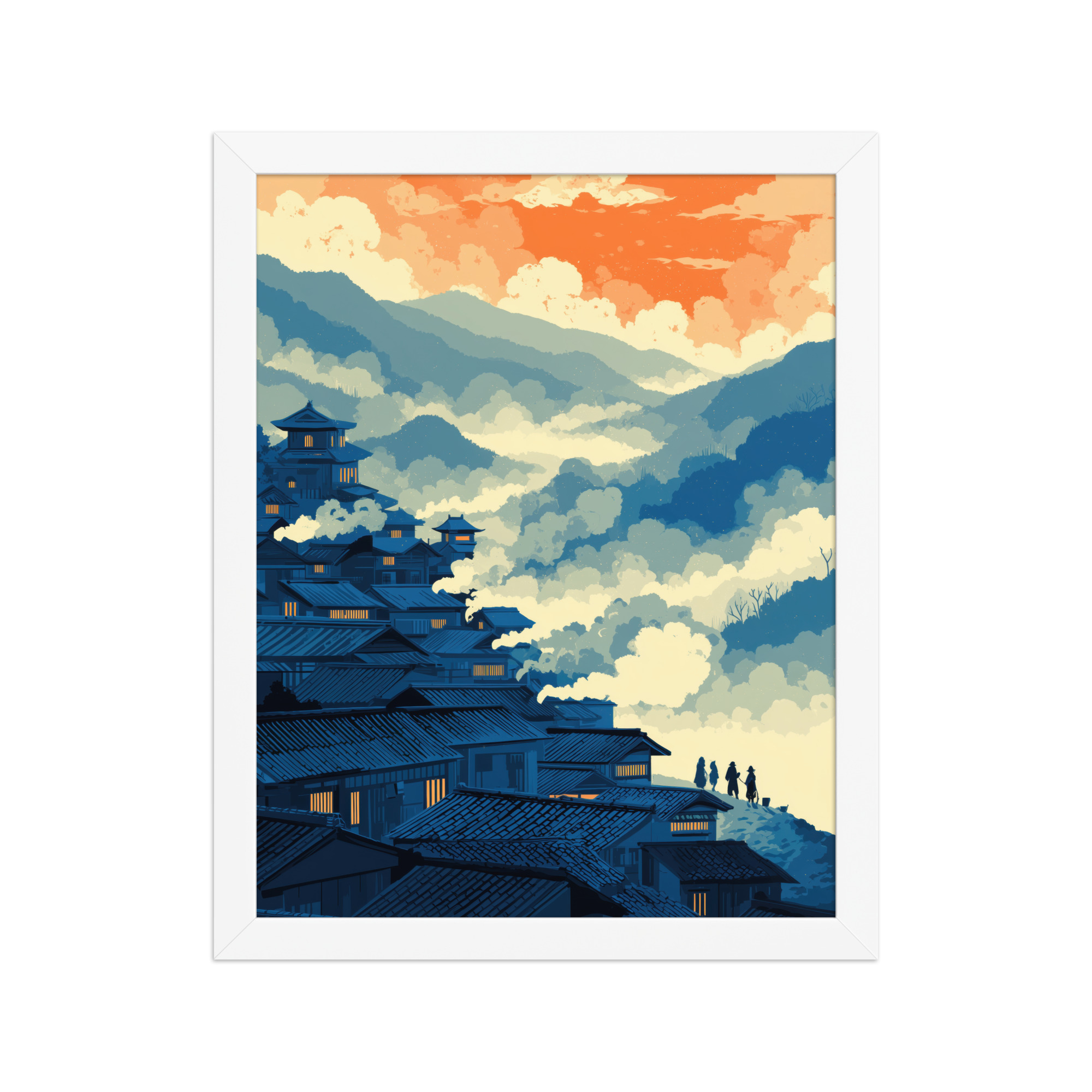 Twilight Over Hillside Village – Ukiyo-e Wall Art Print – Framed Poster - Image 15