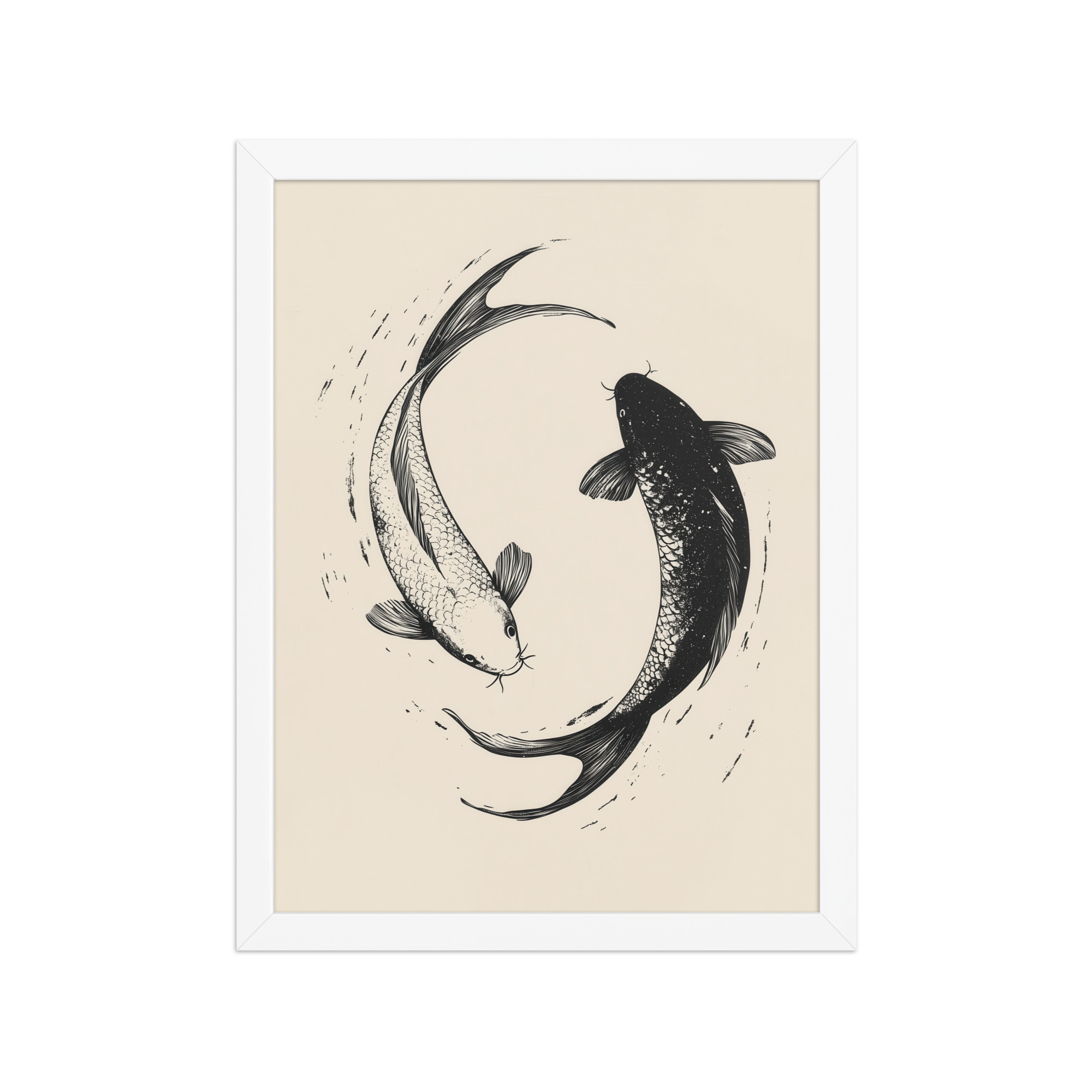 Yin and Yang Koi Flow — Minimal Ink Koi Art — Framed Poster - Image 17