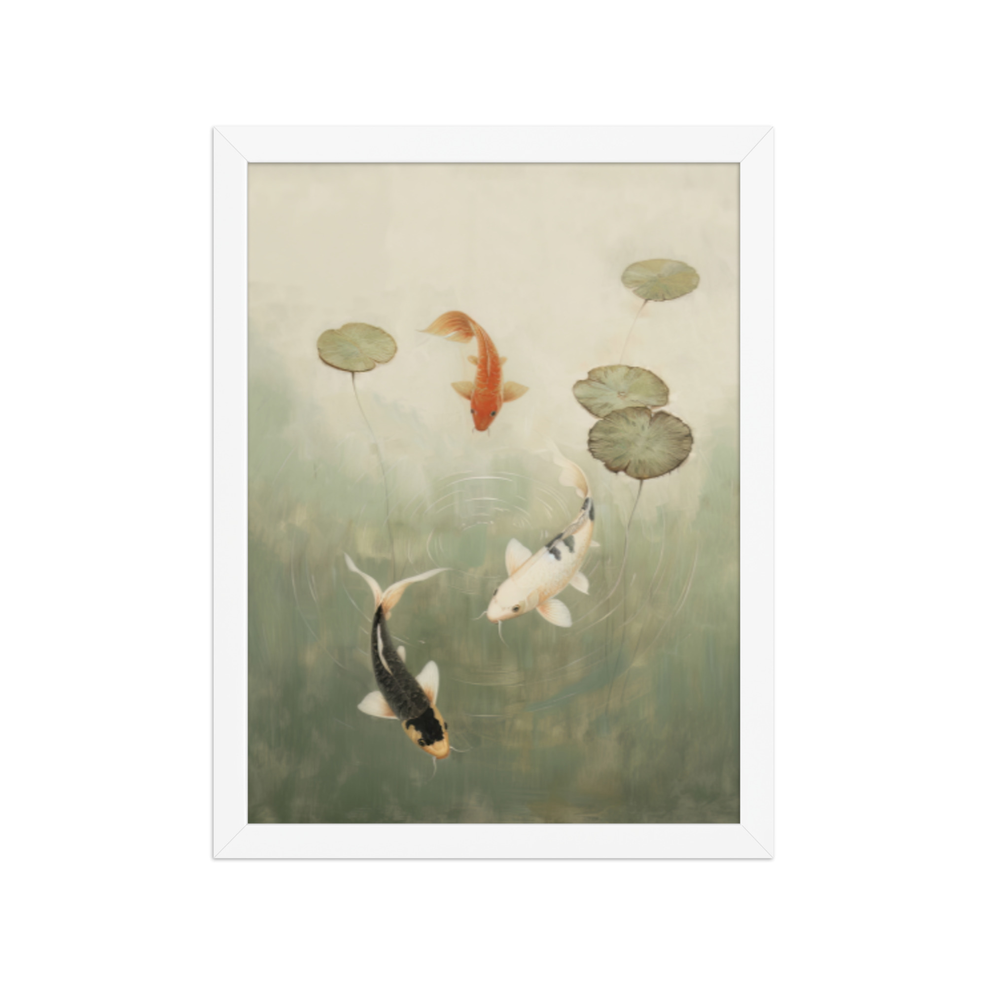 Koi Among Lilies — Tranquil Pond Art — Framed Poster - Image 19