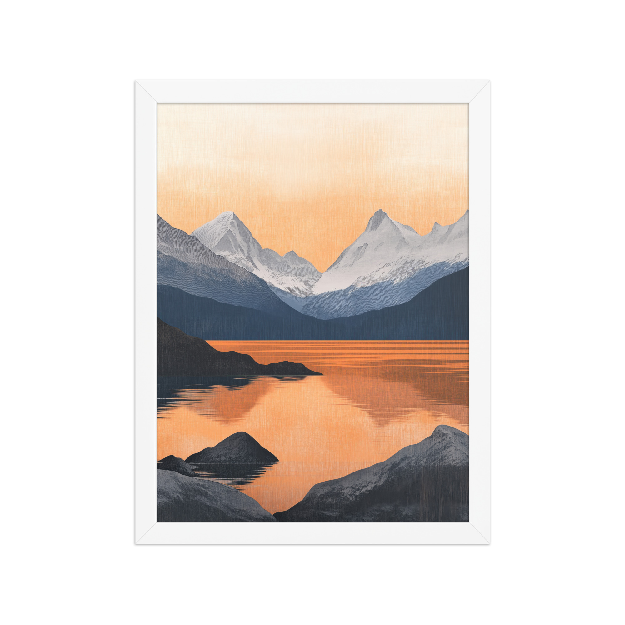 Nordic Sunset Reflections — Serene Mountain Lake Panorama Landscape Wall Art — Framed Poster - Image 16