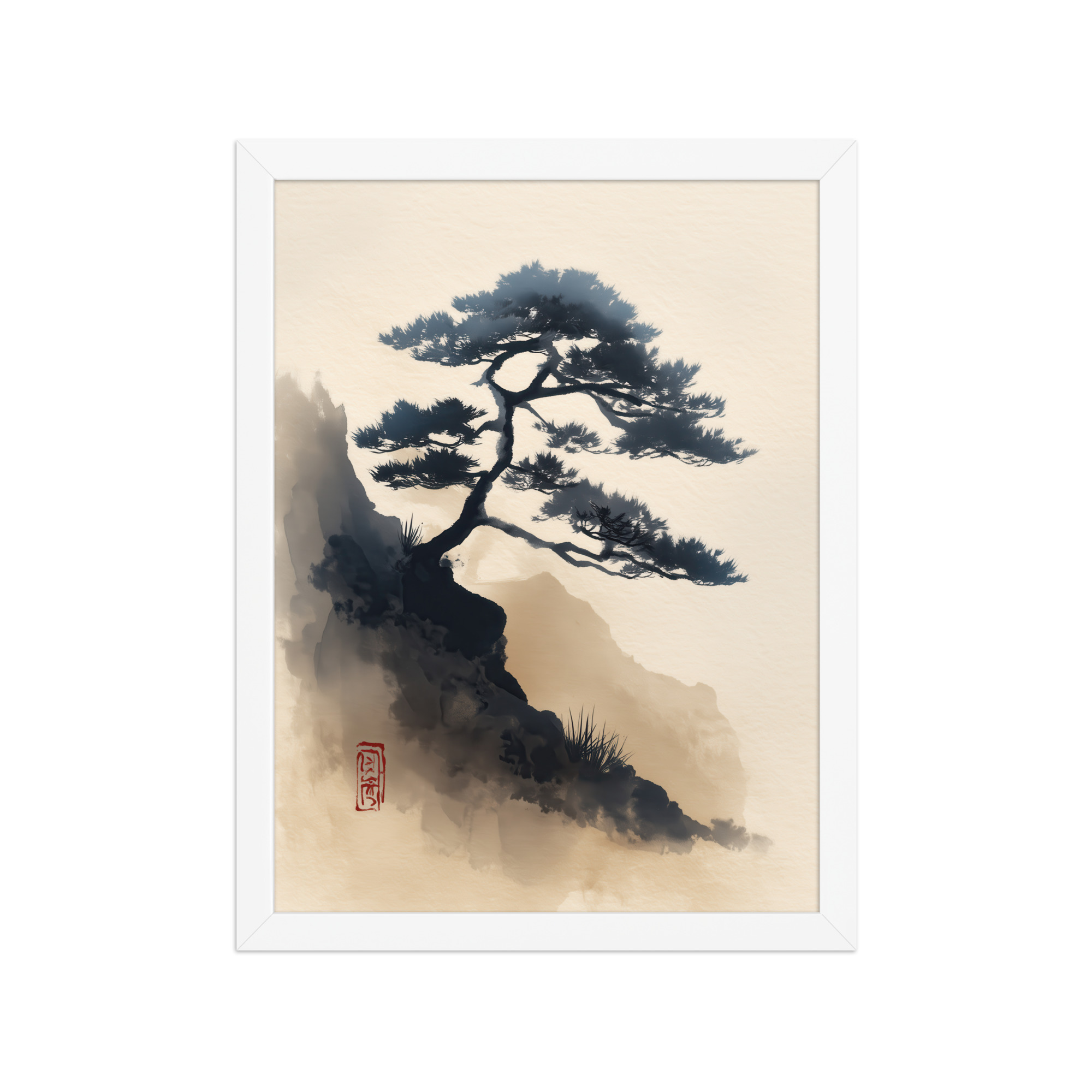 Mountain Pine in Soft Ink — Sumi-e Japanese Landscape Wall Decor — Framed Poster - Image 16
