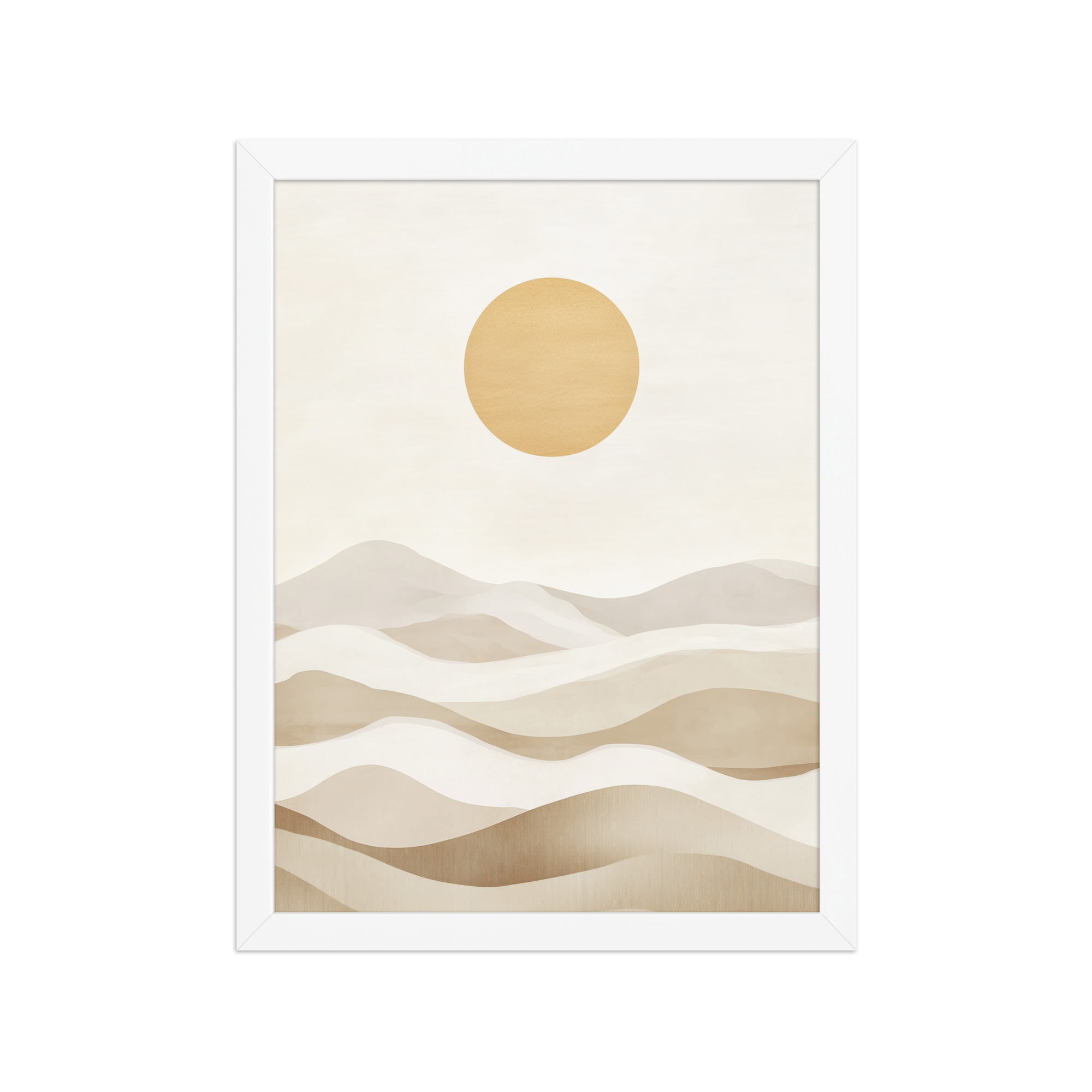 Minimal Dunes and Golden Sun — Japandi Desert Landscape Wall Decor — Framed Poster - Image 16