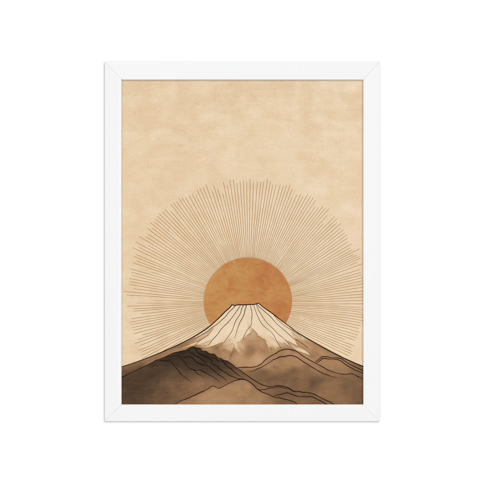 Fuji Radiance — Japandi Sunburst Mountain Wall Art — Framed Poster - Image 14
