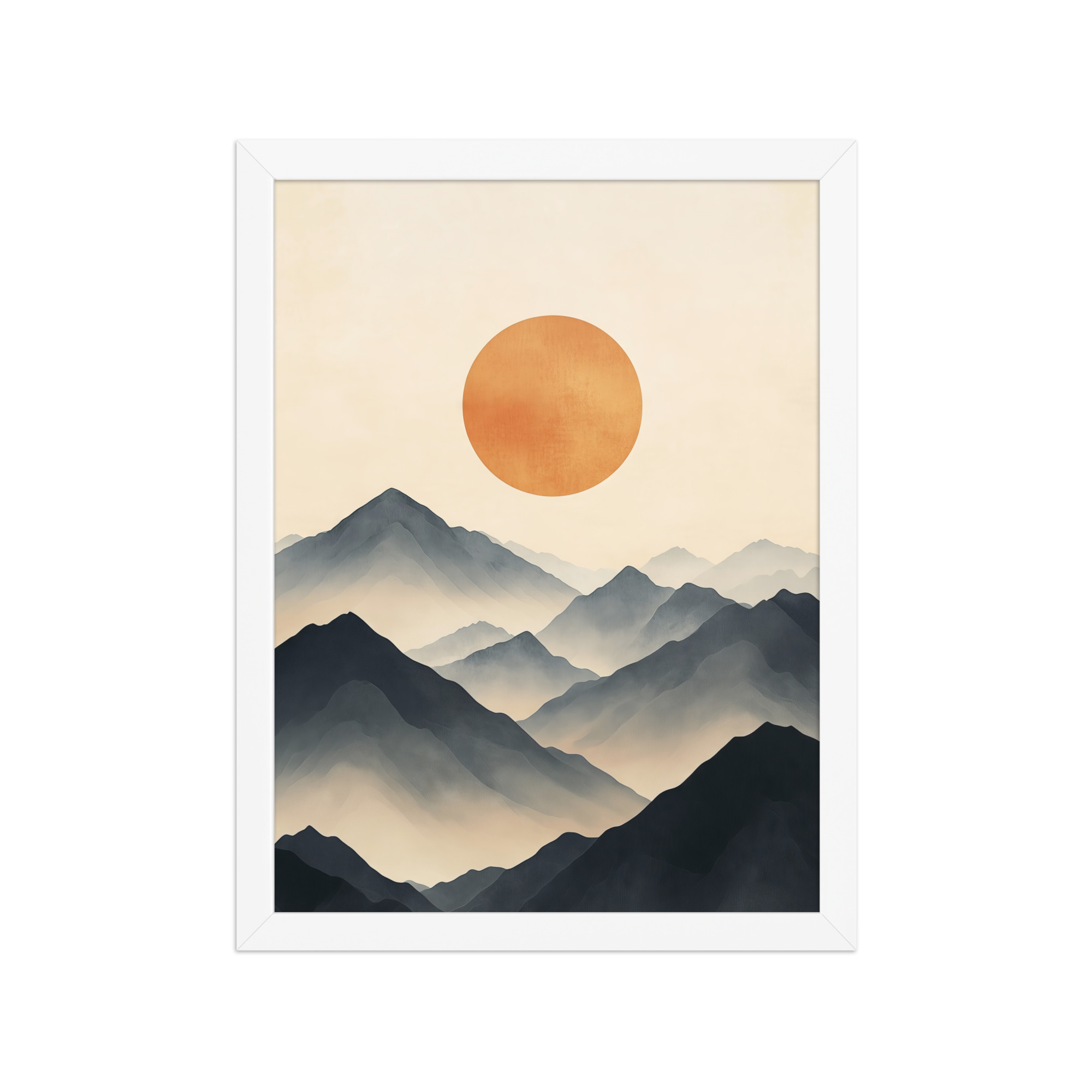 Layered Serenity — Neutral Misty Mountains Wall Decor — Framed Poster - Image 16