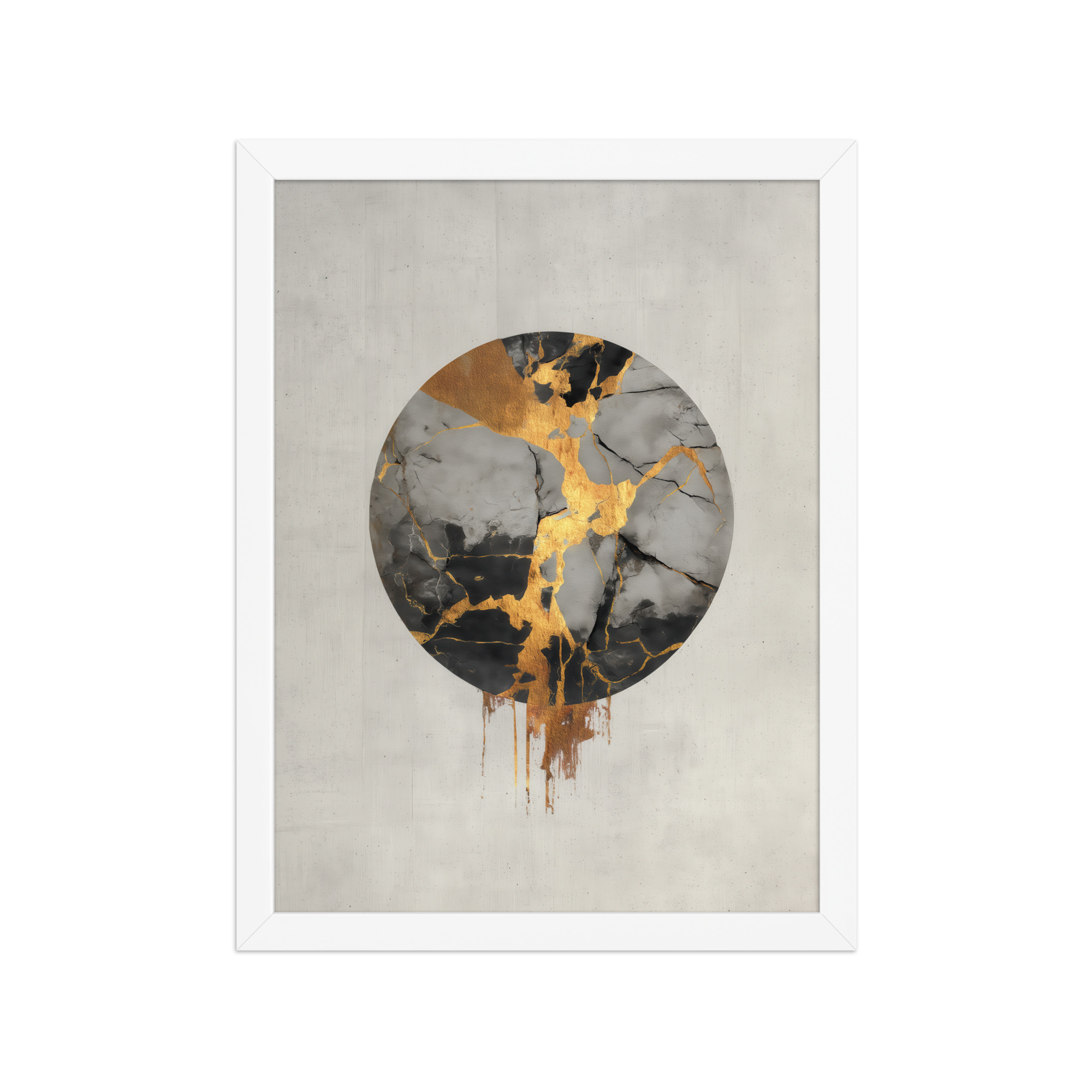 Broken Circle Golden Soul — Kintsugi Marble Circle Art with Gold Veins — Framed Poster - Image 17