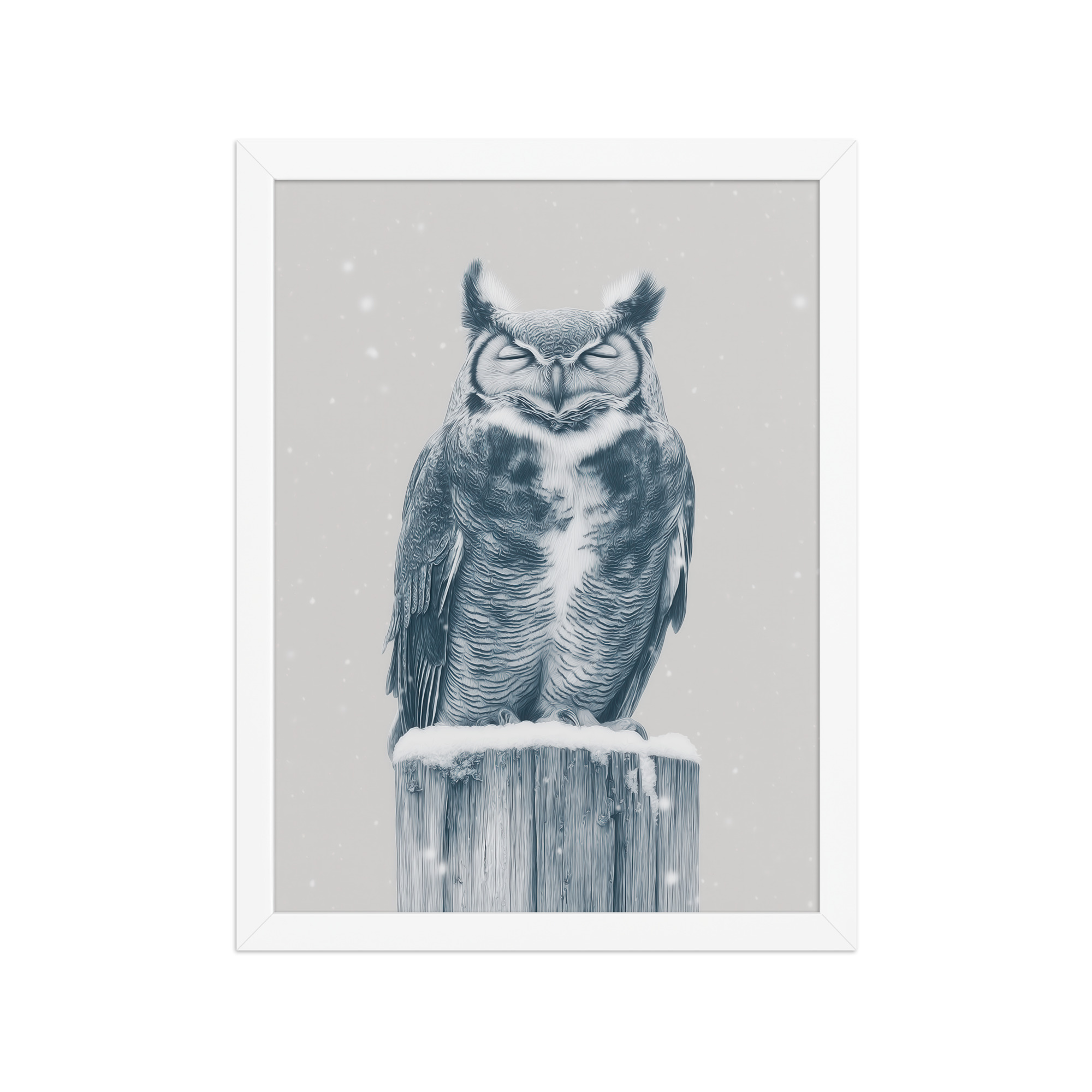 Silent Sentinel – Snow Owl Winter Wildlife Art in Neutrals Wall Decor — Framed Poster - Image 19