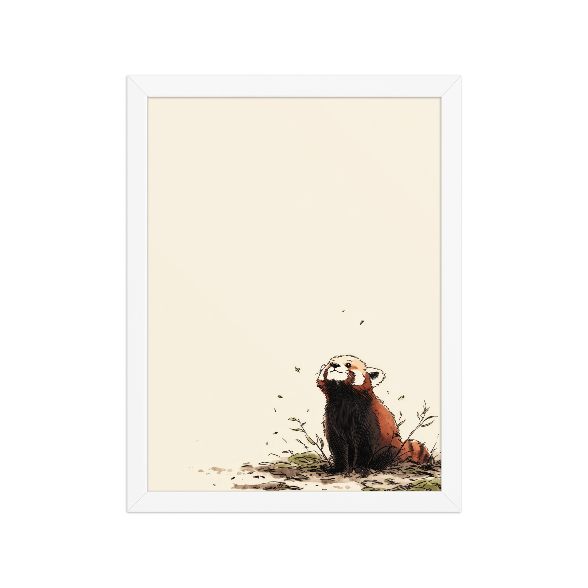 Red Panda in the Wind — Minimal Illustrated Animal Wall Art — Framed Poster - Image 16