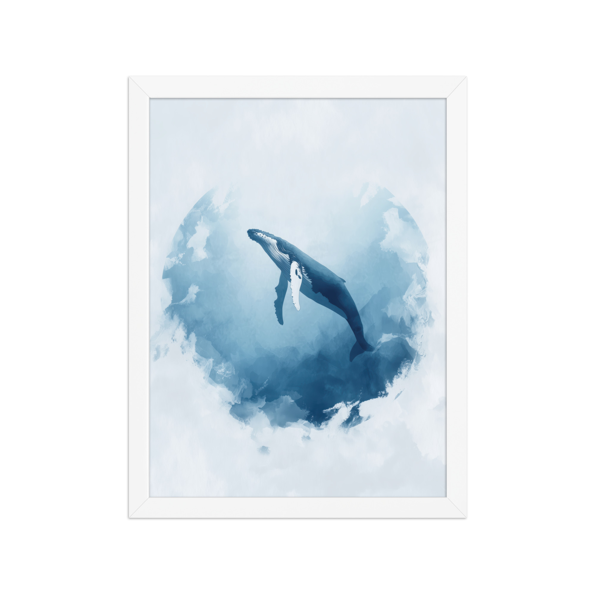 Ocean Heart — Humpback Whale in Dreamy Blue Watercolor Wall Art — Framed Poster - Image 15