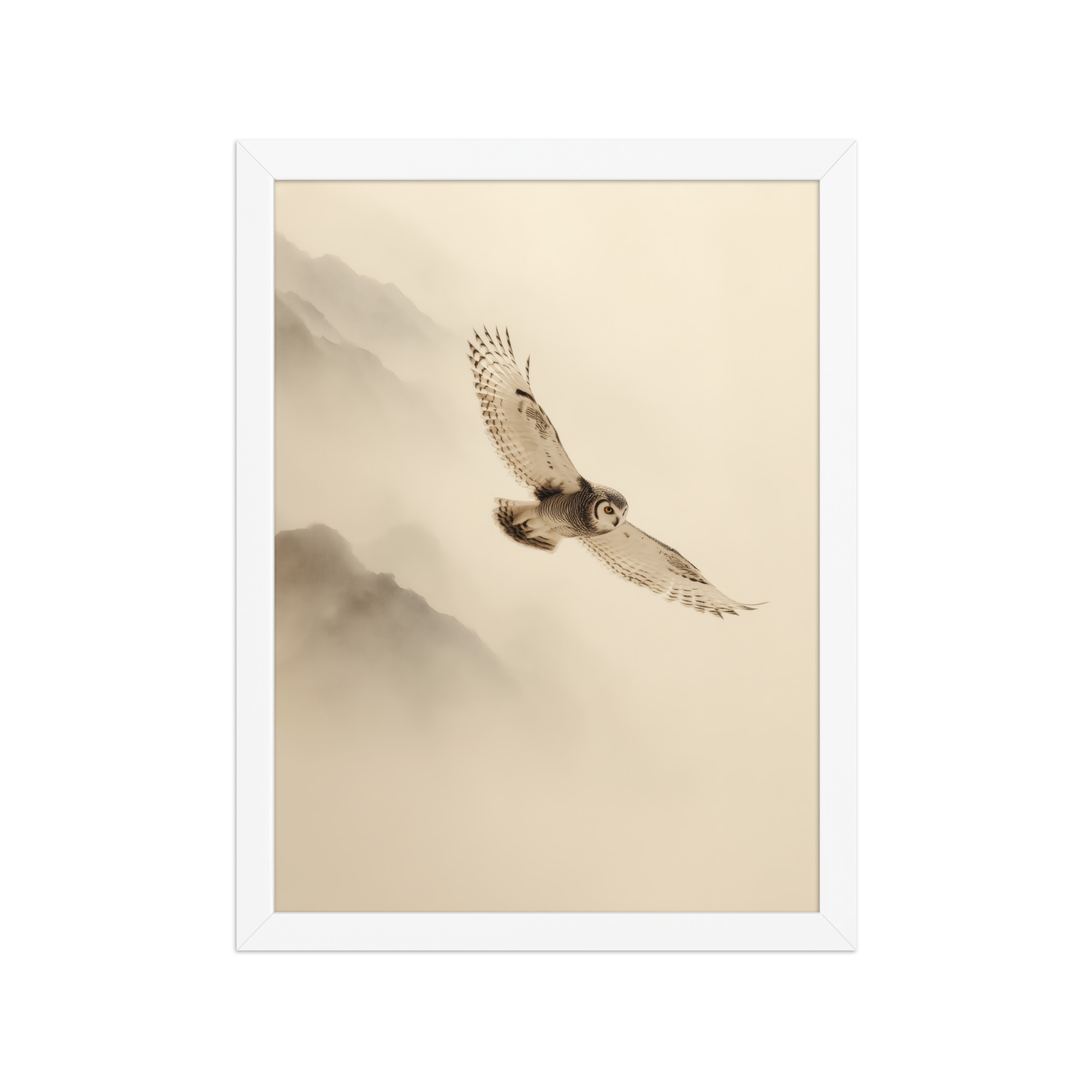 Flight Through Mist — Owl in Motion Wildlife Wall Art — Framed Poster - Image 16