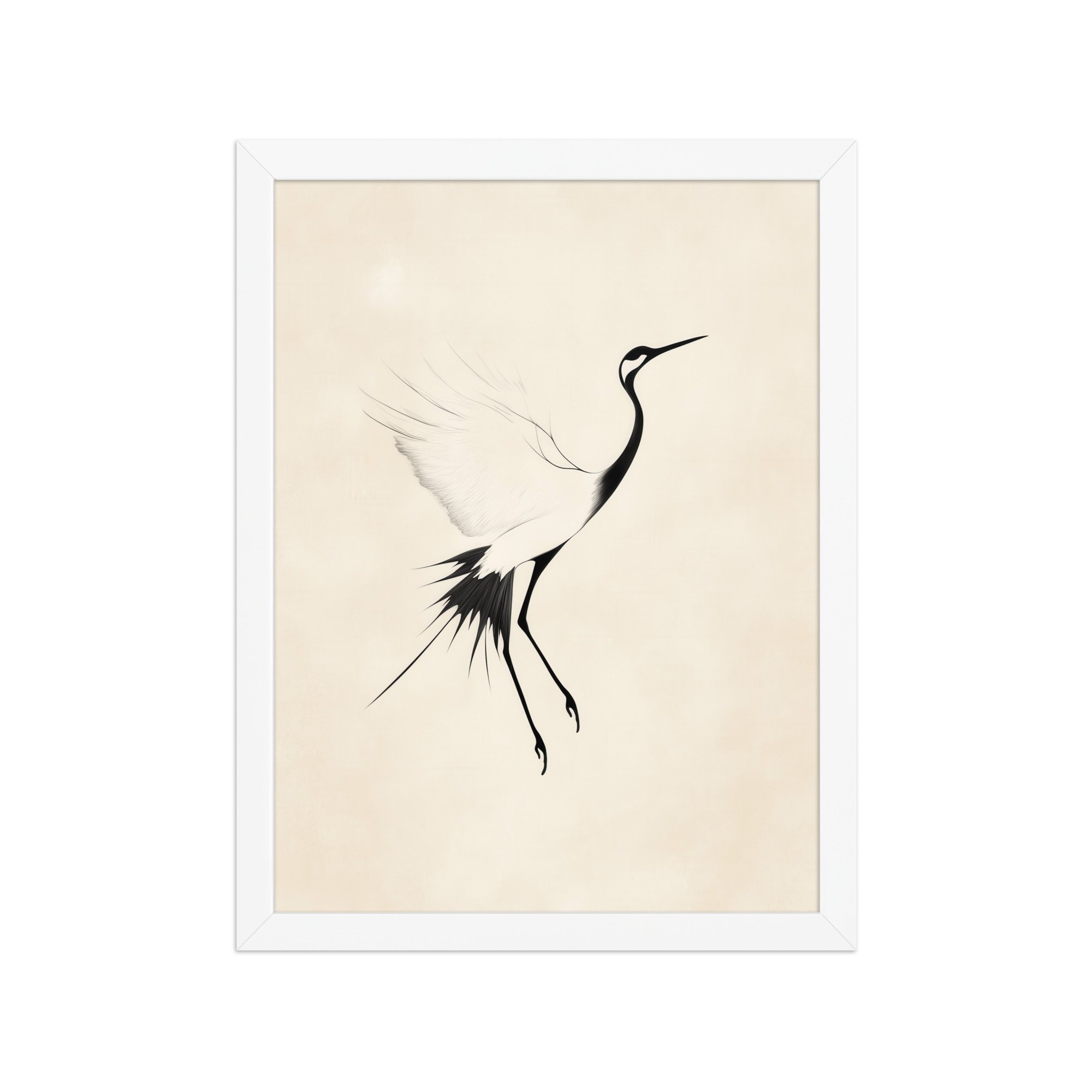 Crane of Still Winds — Red-Crowned Crane Minimal Ink Art — Framed Poster - Image 19