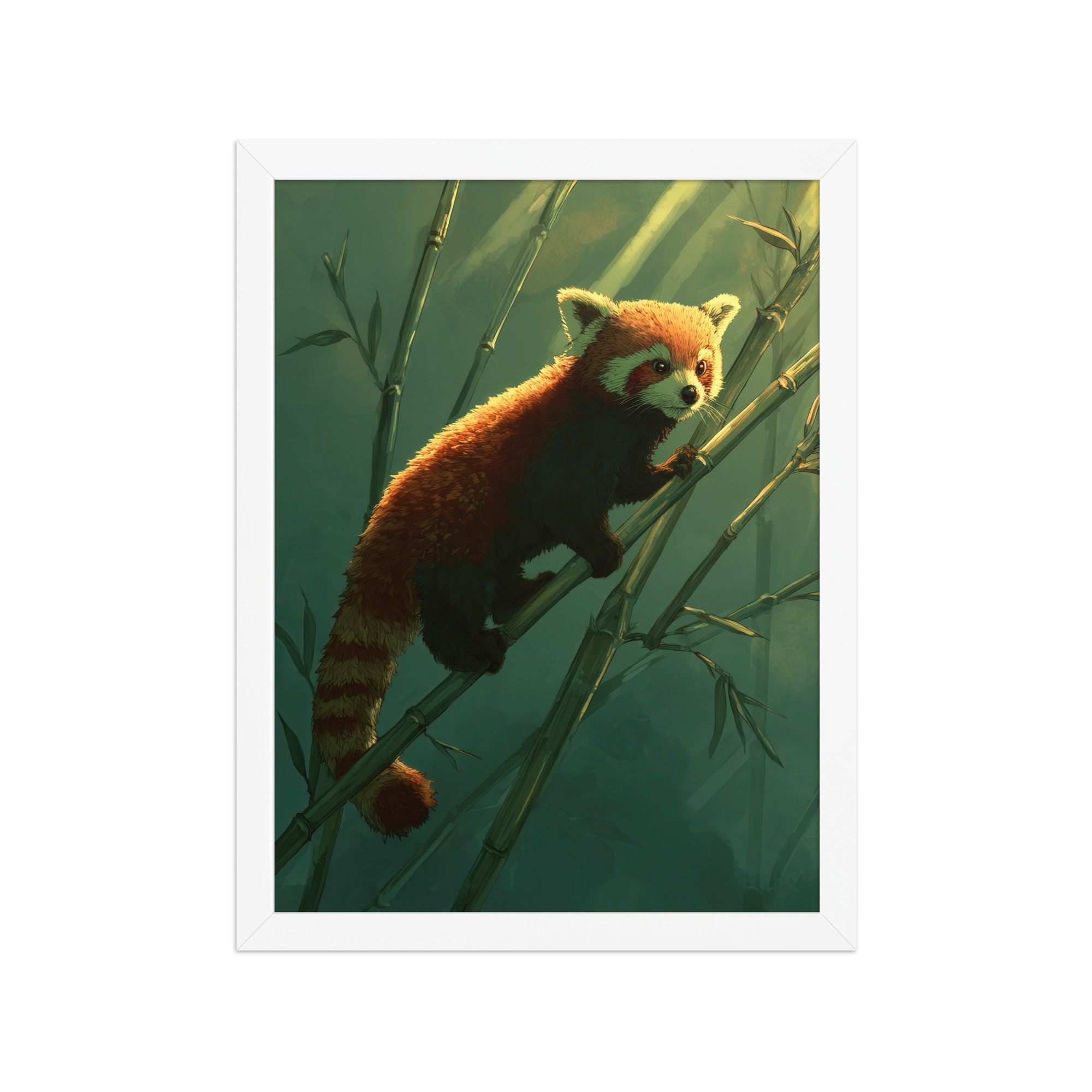 Bamboo Climber — Red Panda in Lush Green Bamboo Wall Decor — Framed Poster - Image 19