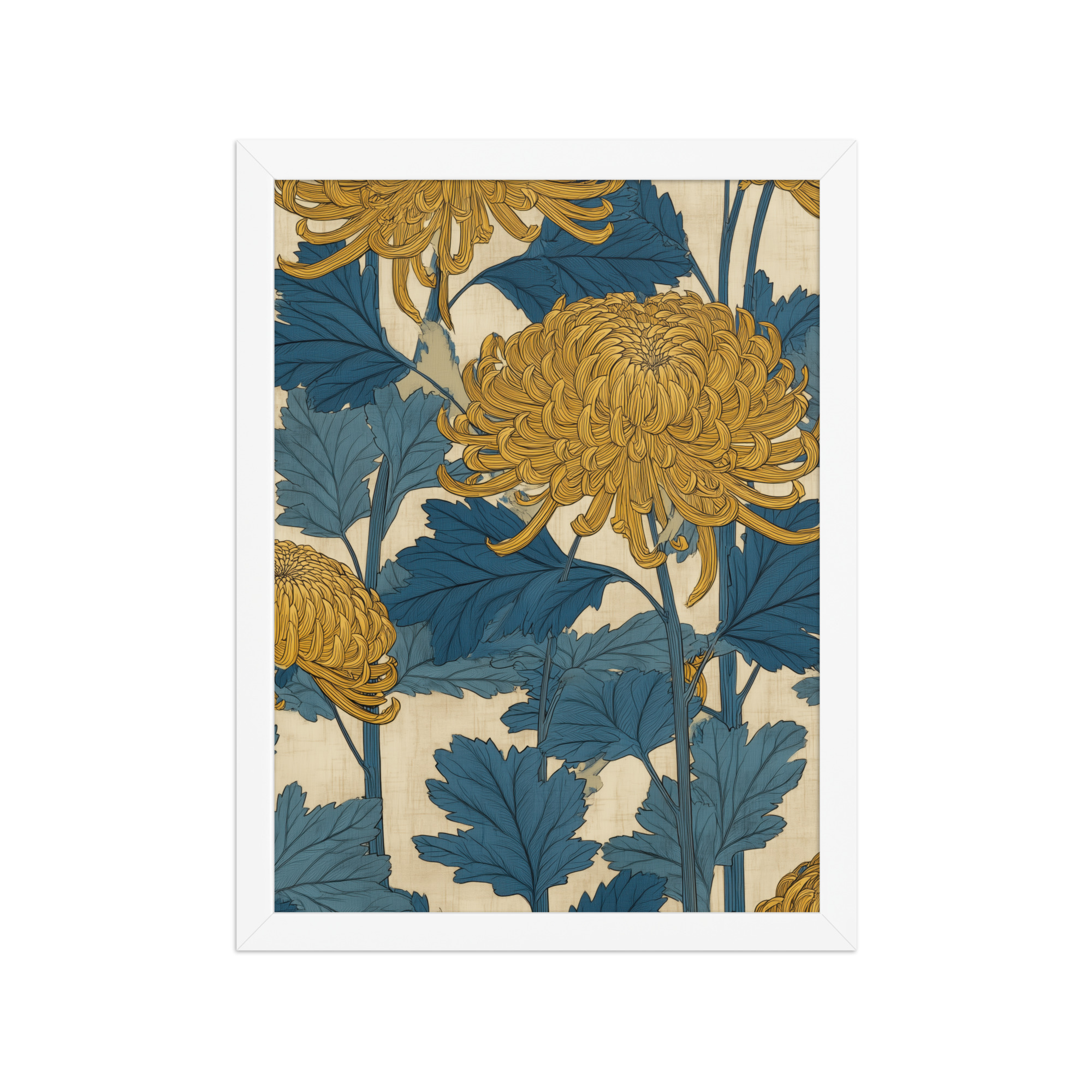 Amber Chrysanthemum — Japandi Floral Wall Decor — Framed Poster - Image 13