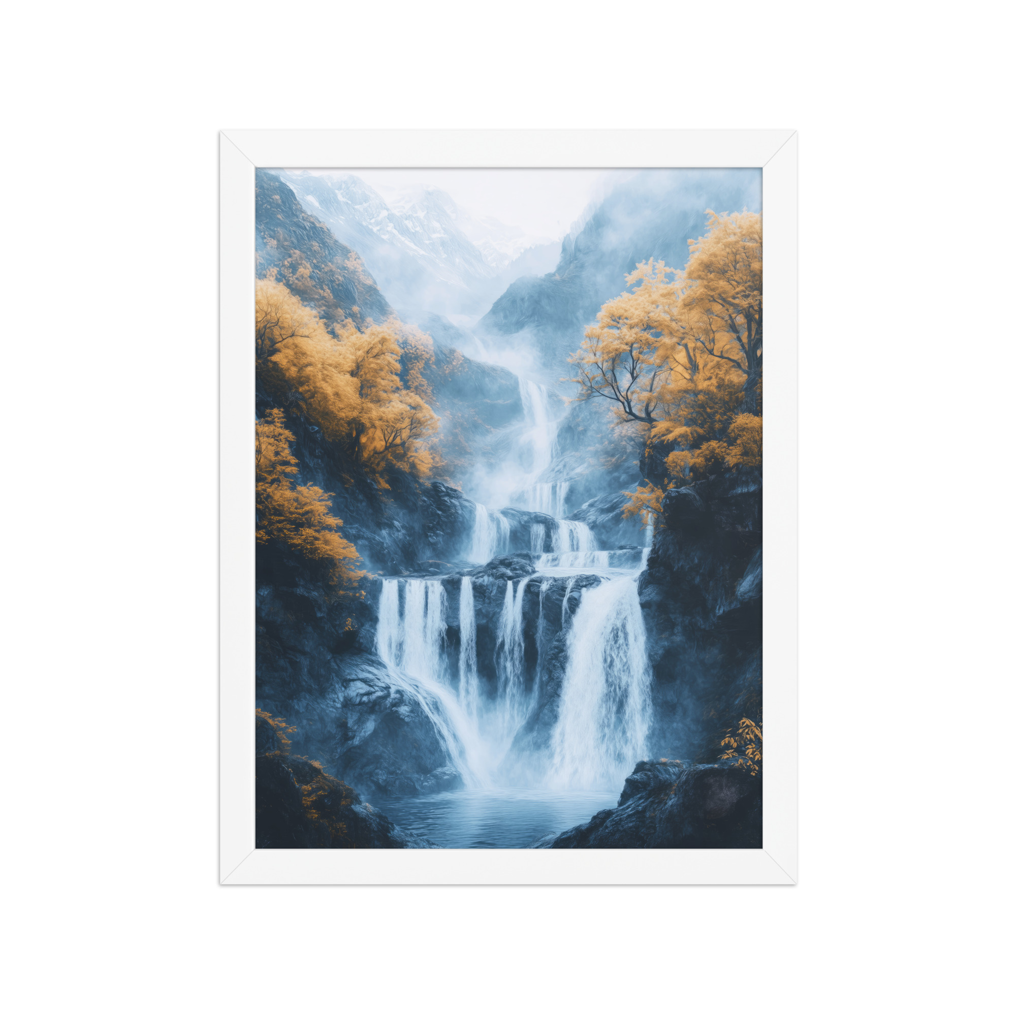 Autumn Falls — Waterfall Landscape Wall Art — Framed Poster - Image 16