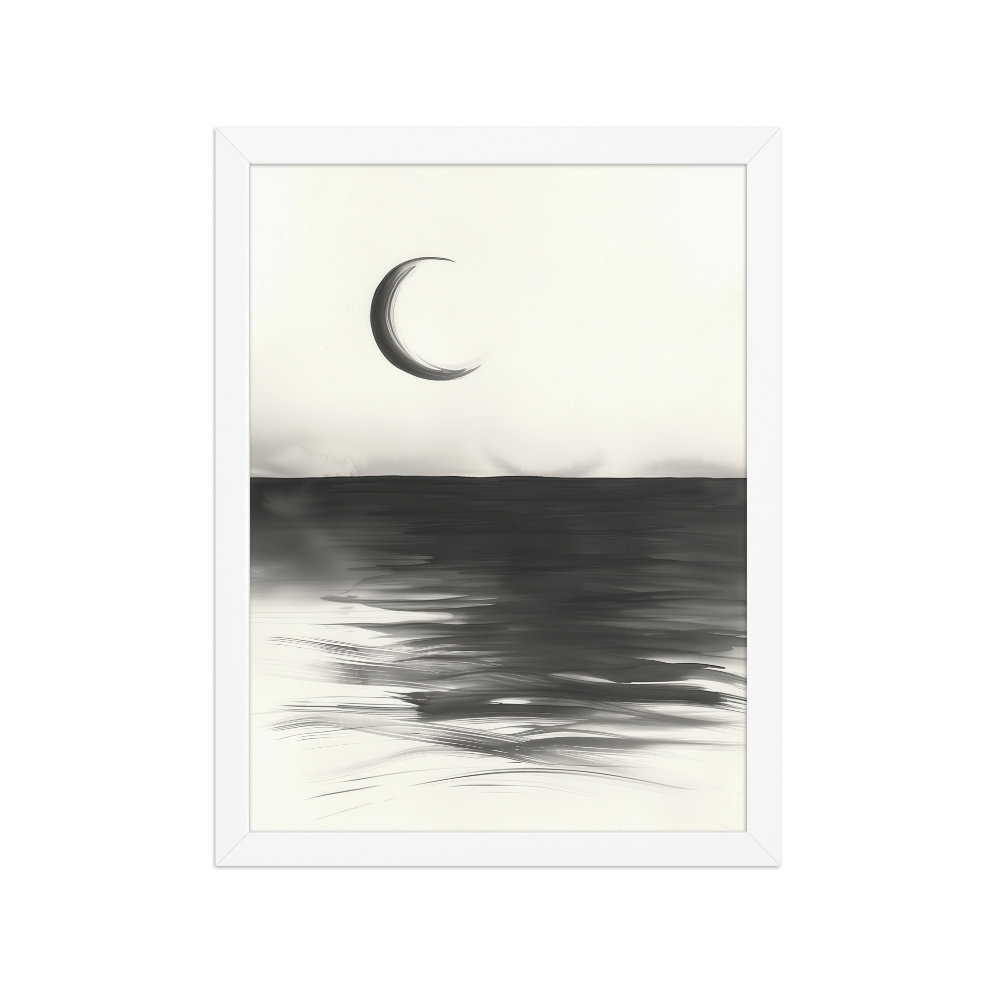 Crescent Reflections — Minimal Seascape Wall Decor — Framed Poster - Image 19
