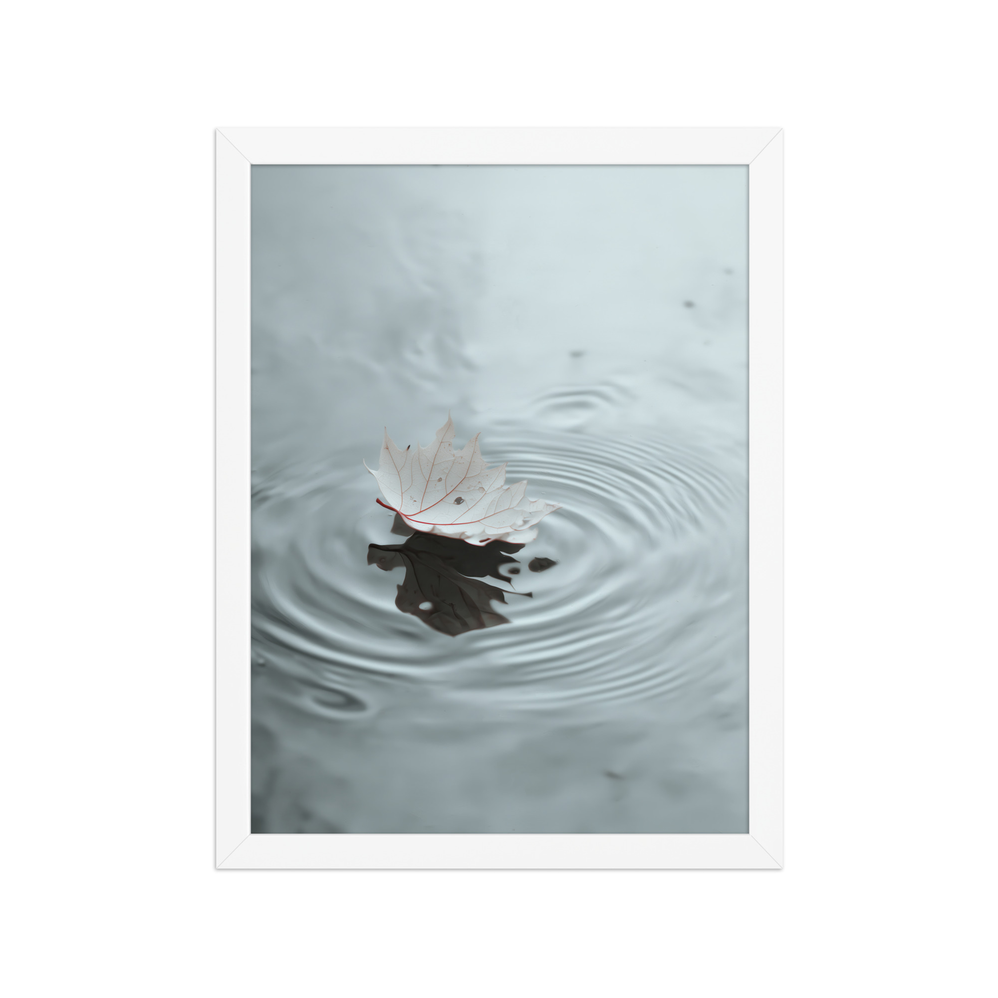 Floating Stillness — Leaf on Water Wall Decor — Framed Poster - Image 19