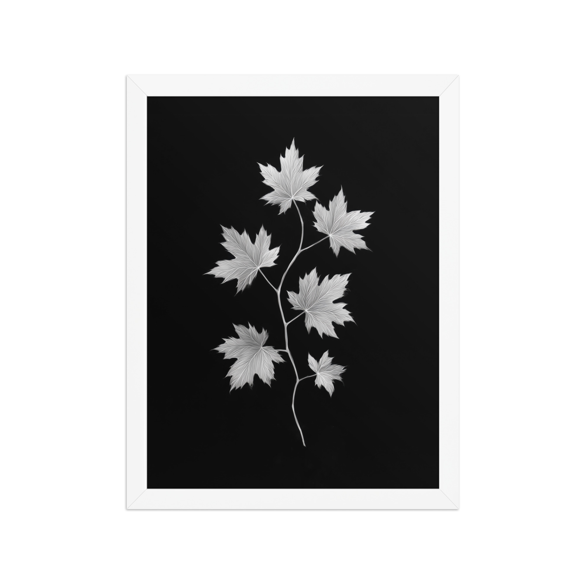 Ivory Veins — Japandi Maple Line Art — Framed Poster - Image 19