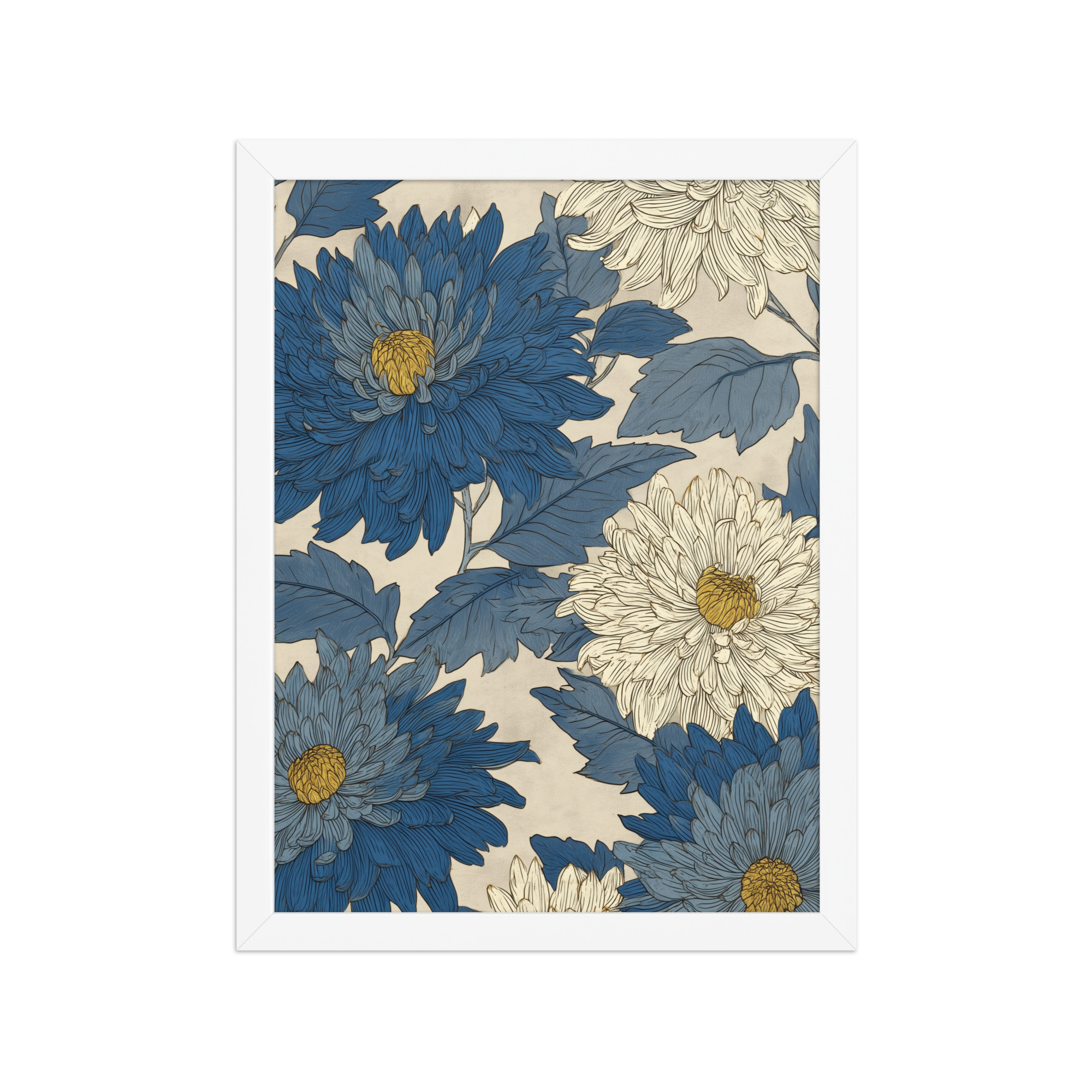 Mixed Chrysanthemums — Vintage Floral Pattern Wall Decor — Framed Poster - Image 17