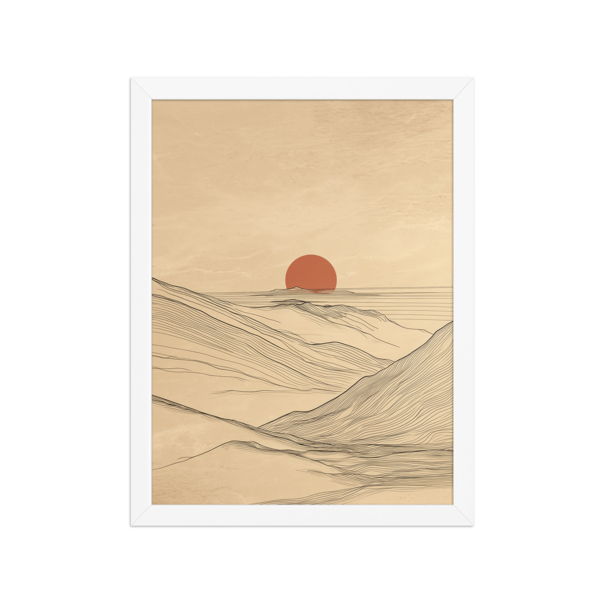 Desert Horizon — Japandi Desert Line Landscape Wall Art — Framed Poster - Image 13