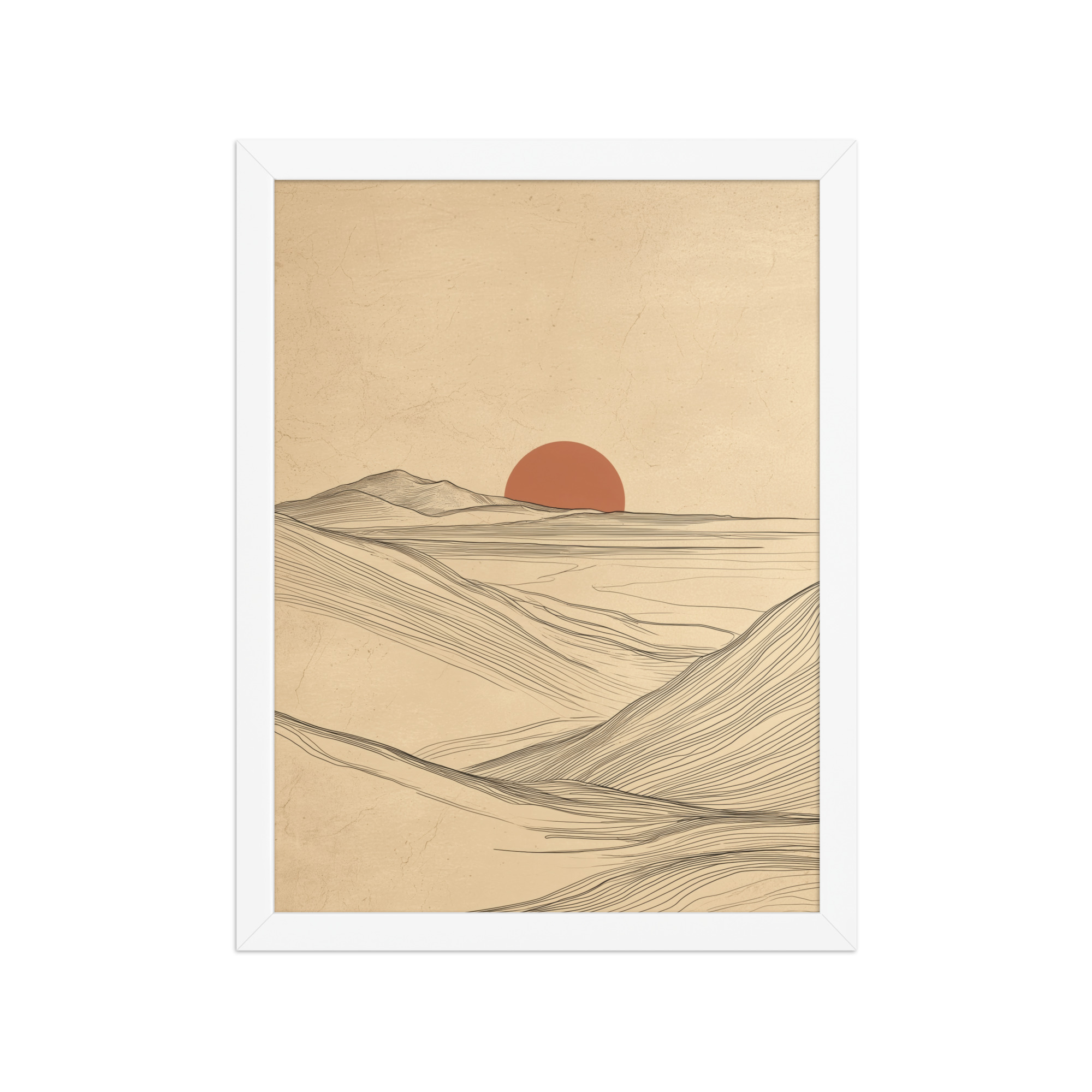 Flowing Ridges — Neutral Line Landscape Wall Art — Framed Poster - Image 13