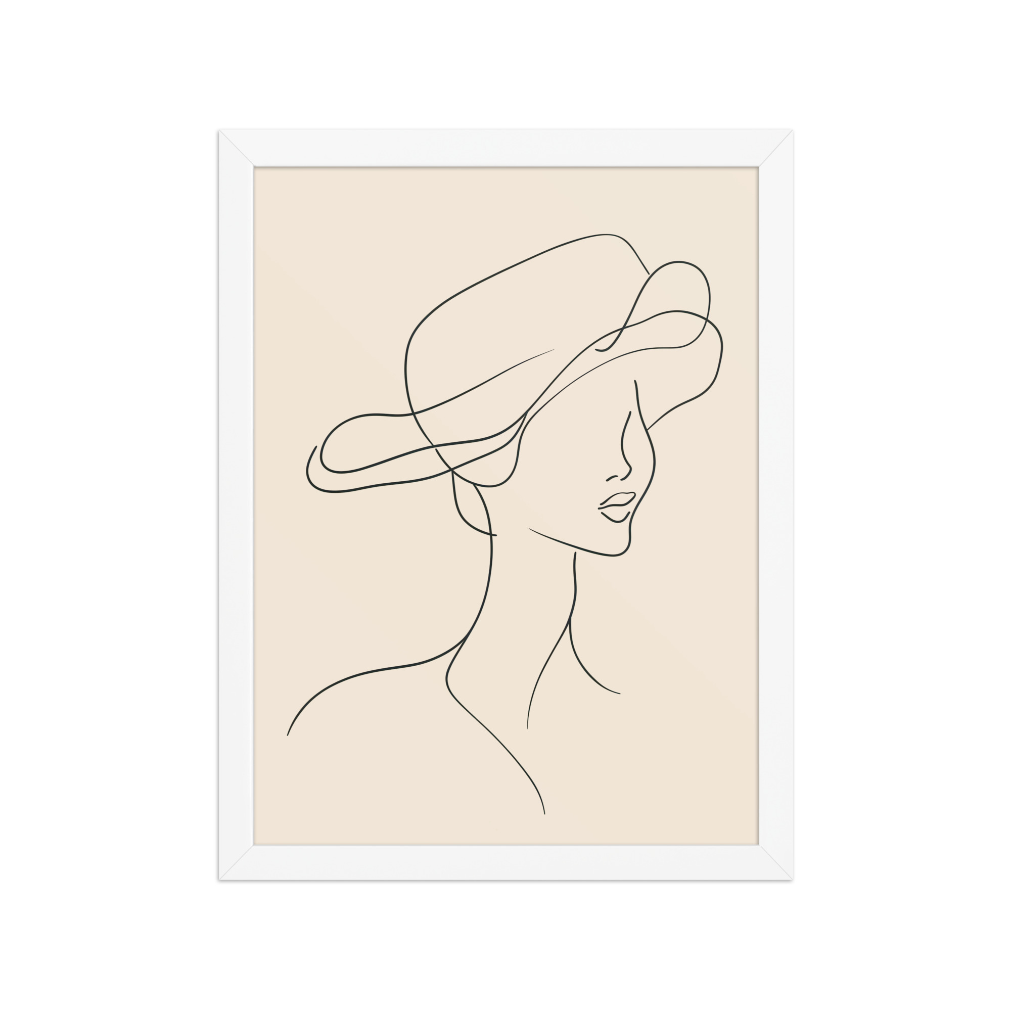 Woman in the Wind — Minimal Line Art Portrait Wall Art — Framed Poster - Image 11