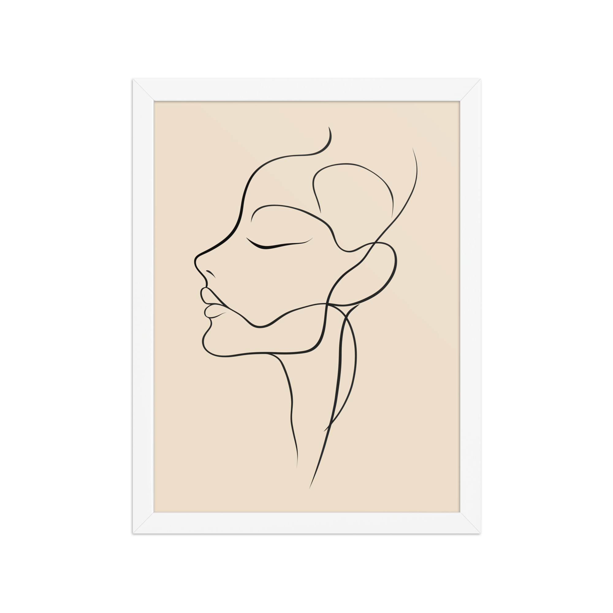 Serenity in Profile — Minimal Line Face Wall Art — Framed Poster - Image 11