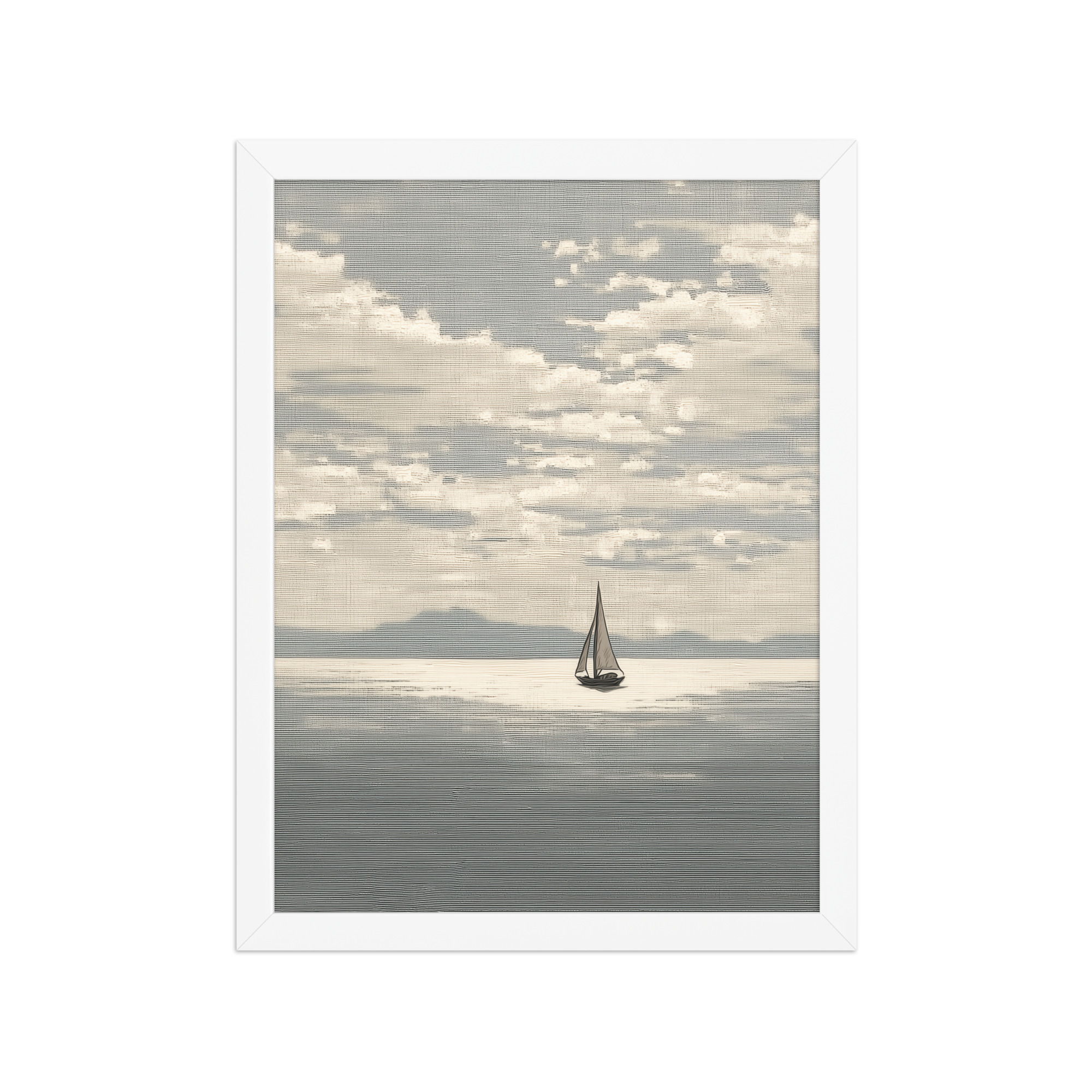 Sailboat Journey — Minimal Seascape, Neutral Japandi Wall Art — Framed Poster - Image 14