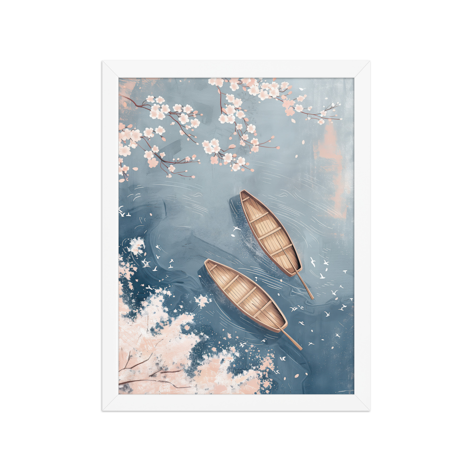 Cherry Blossom Drifting — Sakura River Landscape Wall Art — Framed Poster - Image 14