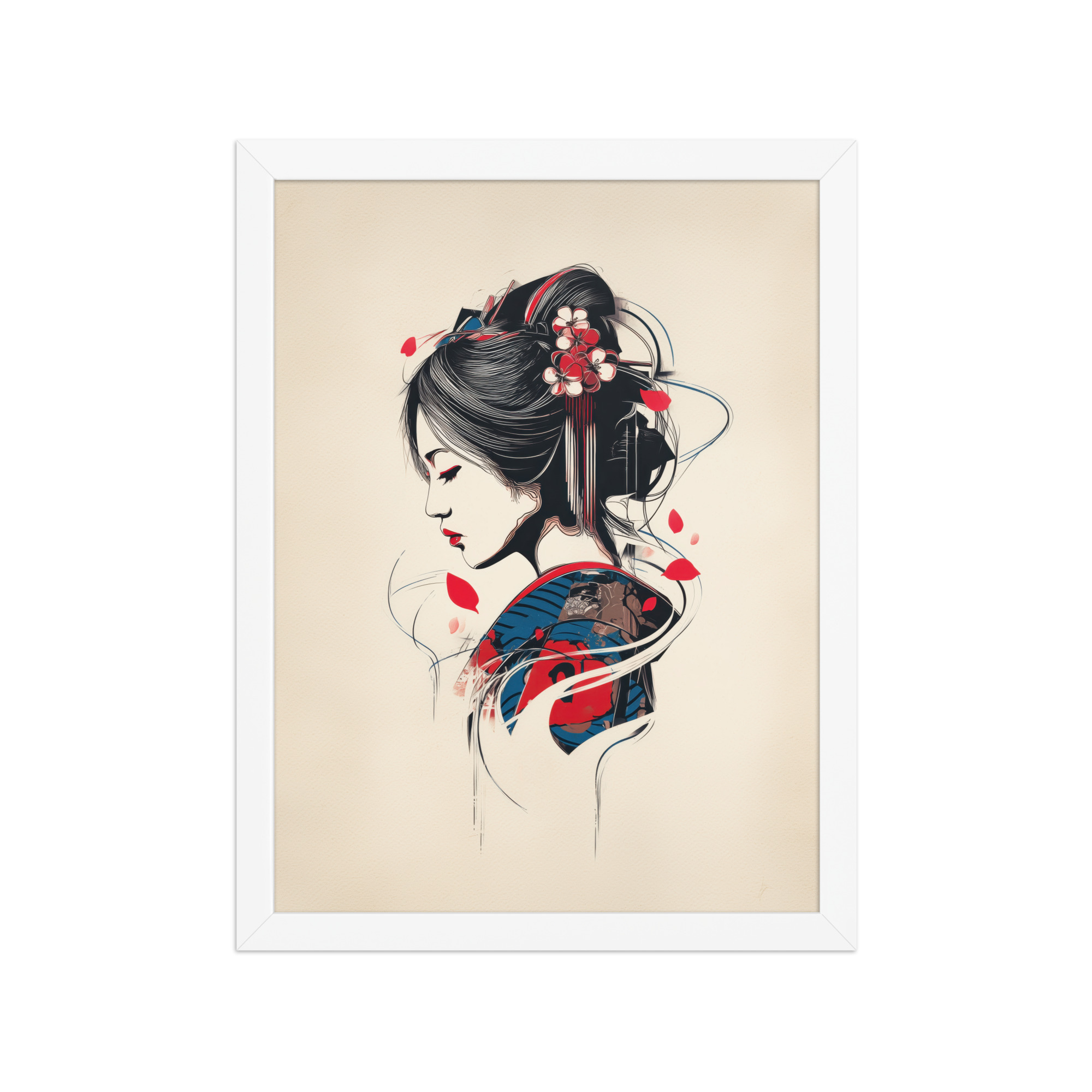Petals of Silence — Ukiyo-e Inspired Geisha Illustration Wall Art — Framed Poster - Image 19