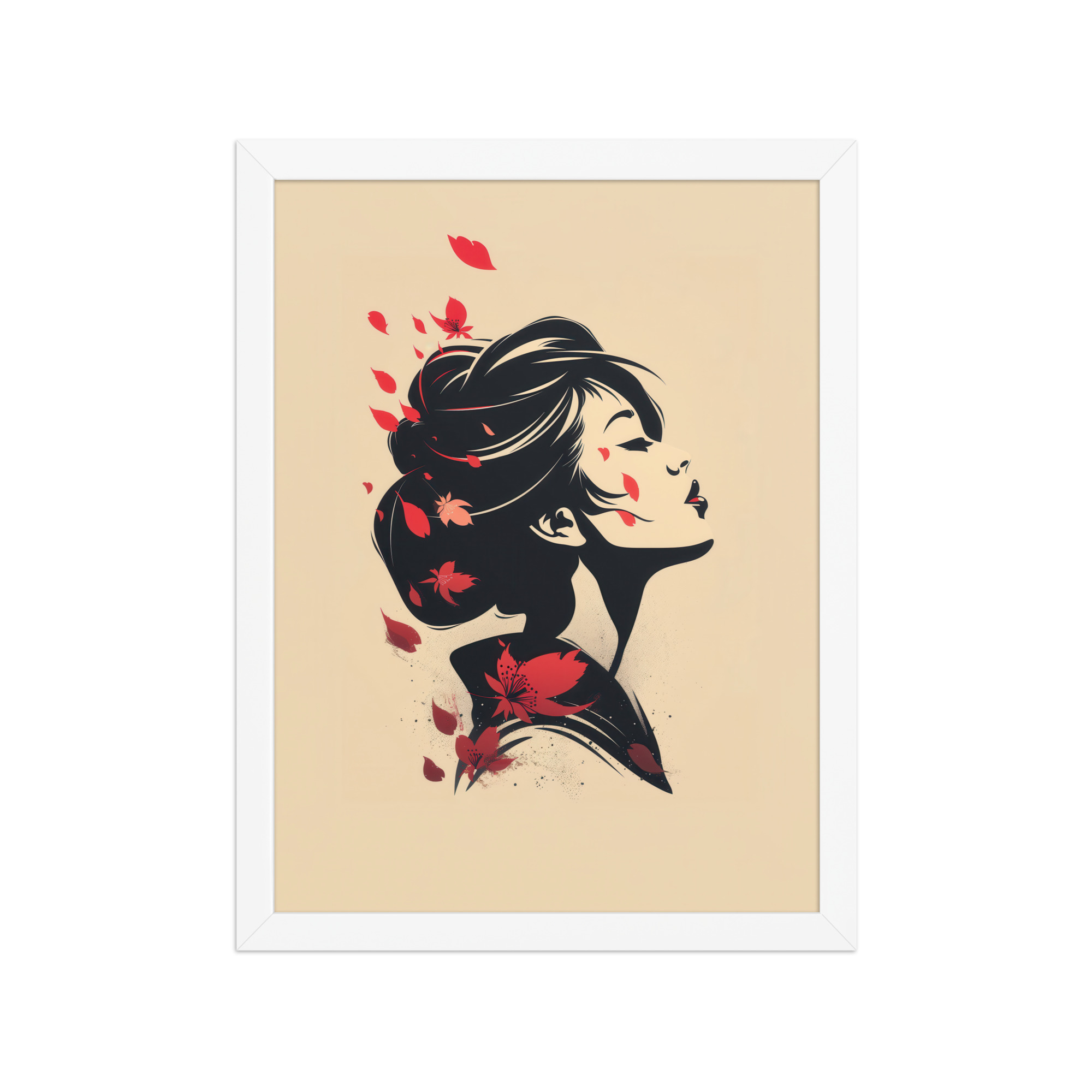 Blossoms in the Wind — Japandi Geisha Minimal Wall Art — Framed Poster - Image 19