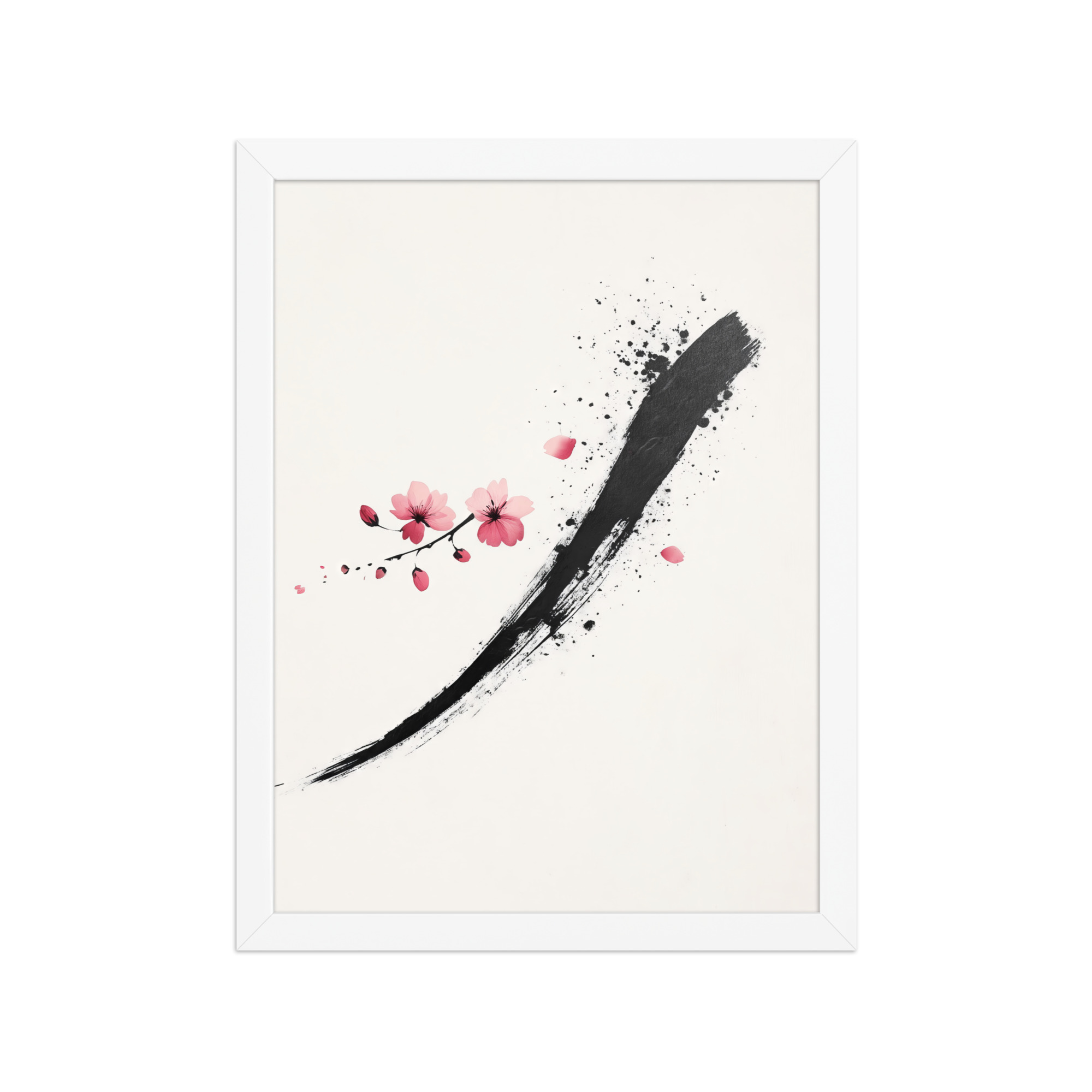 Zen Blossom Stroke — Minimal Cherry Blossom Sumi-e Brush Wall Art — Framed Poster - Image 12