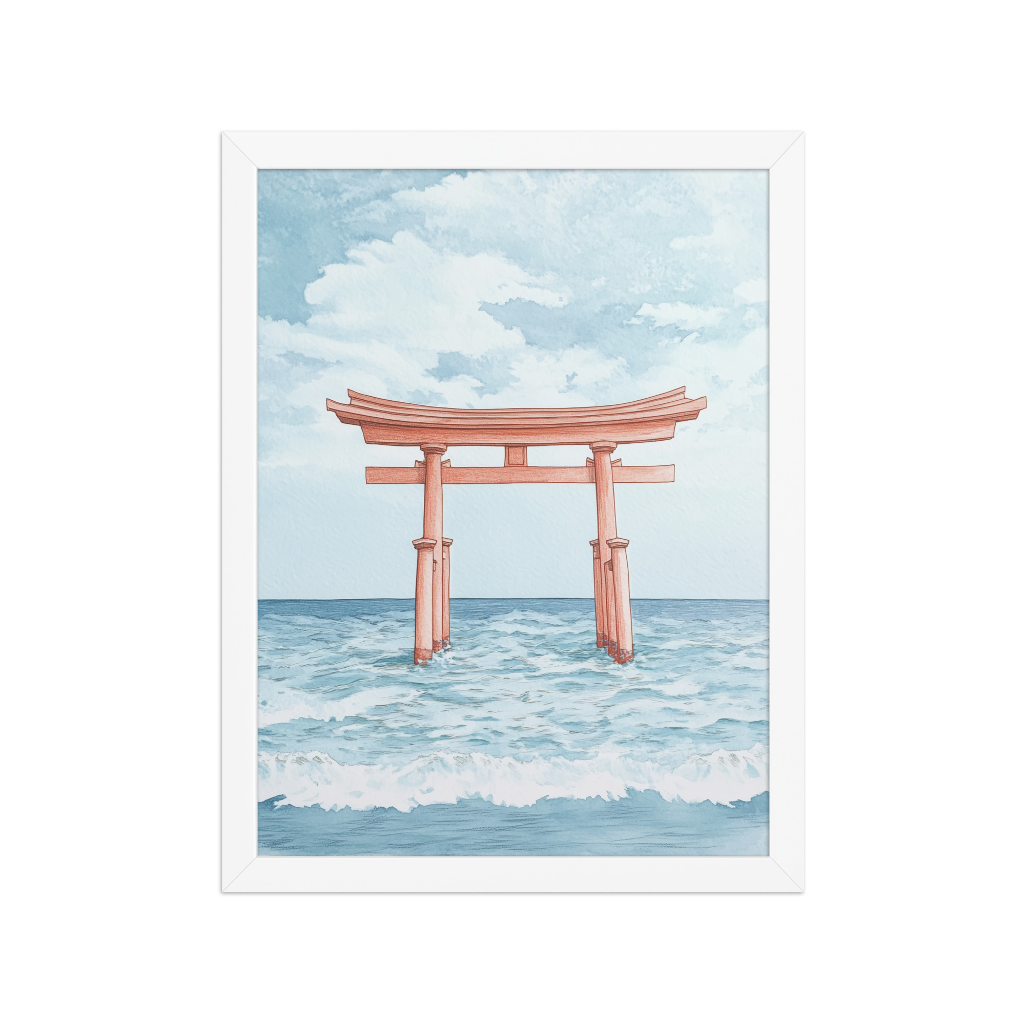 Torii Gate Waves — Coastal Shinto Shrine Wall Decor — Framed Poster - Image 19