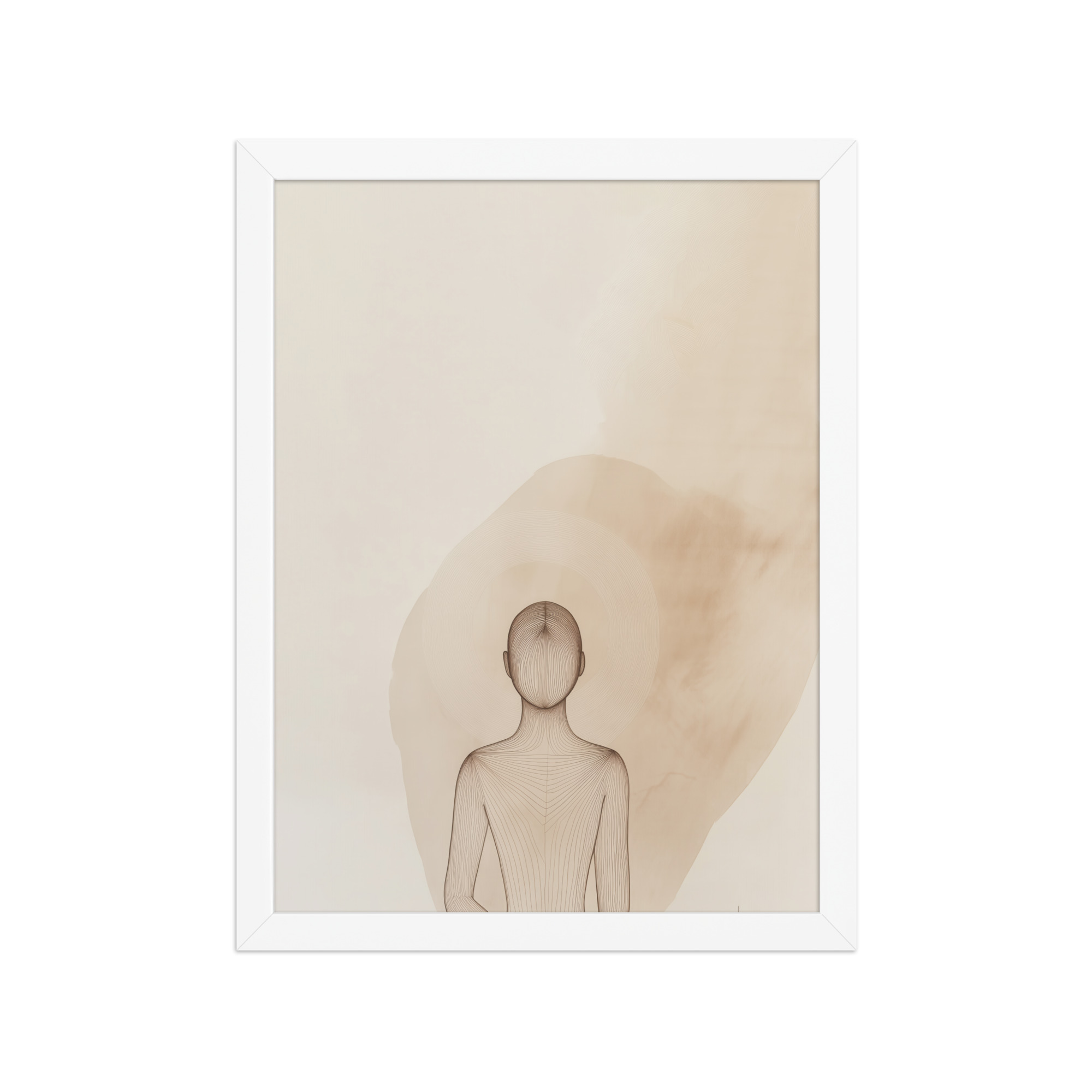 Inner Light – Minimalist Meditation Figure Japandi Wall Art – Framed Poster - Image 19