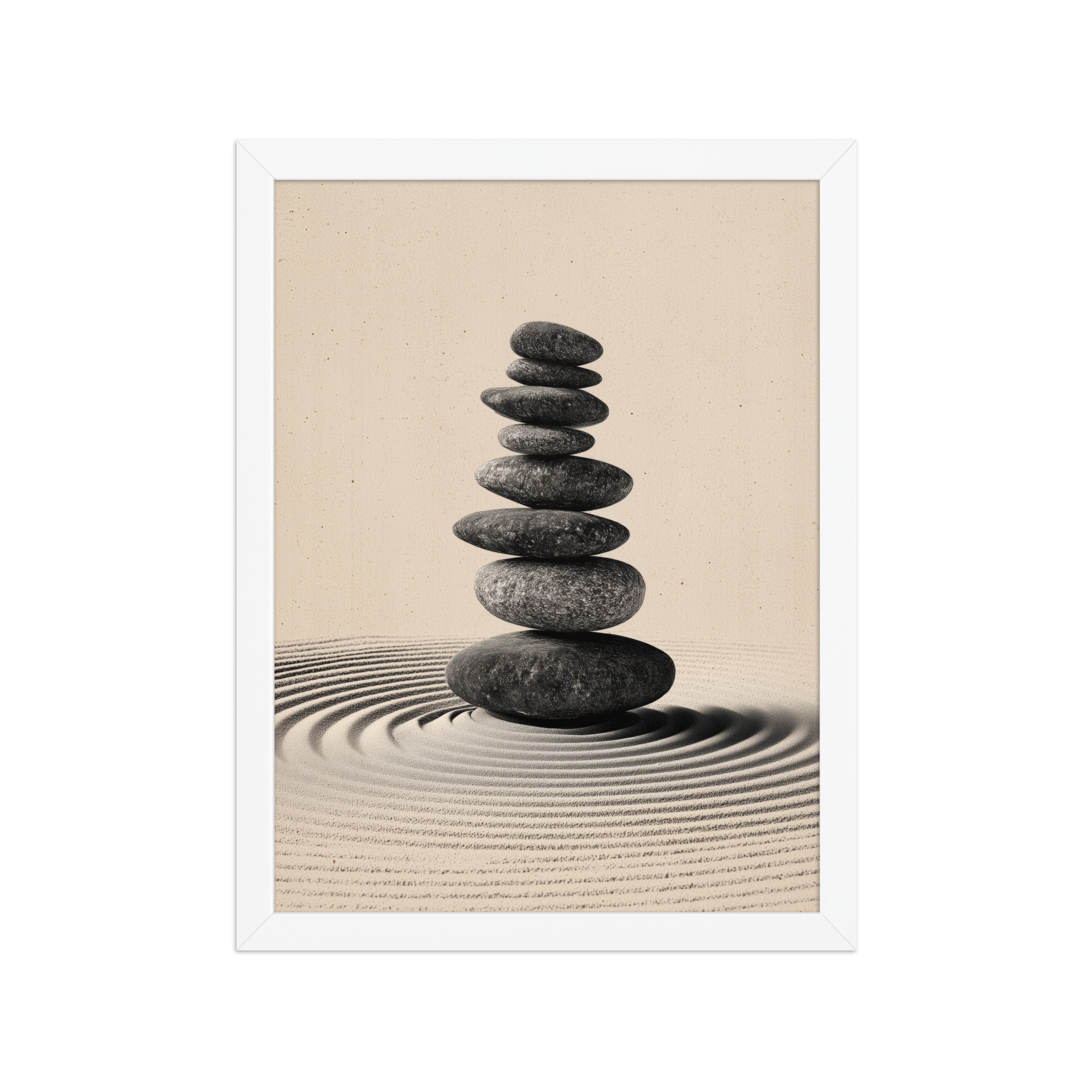 Balanced Stillness – Stacked Stones I Neutral Zen Stones Wall Art – Framed Poster - Image 19