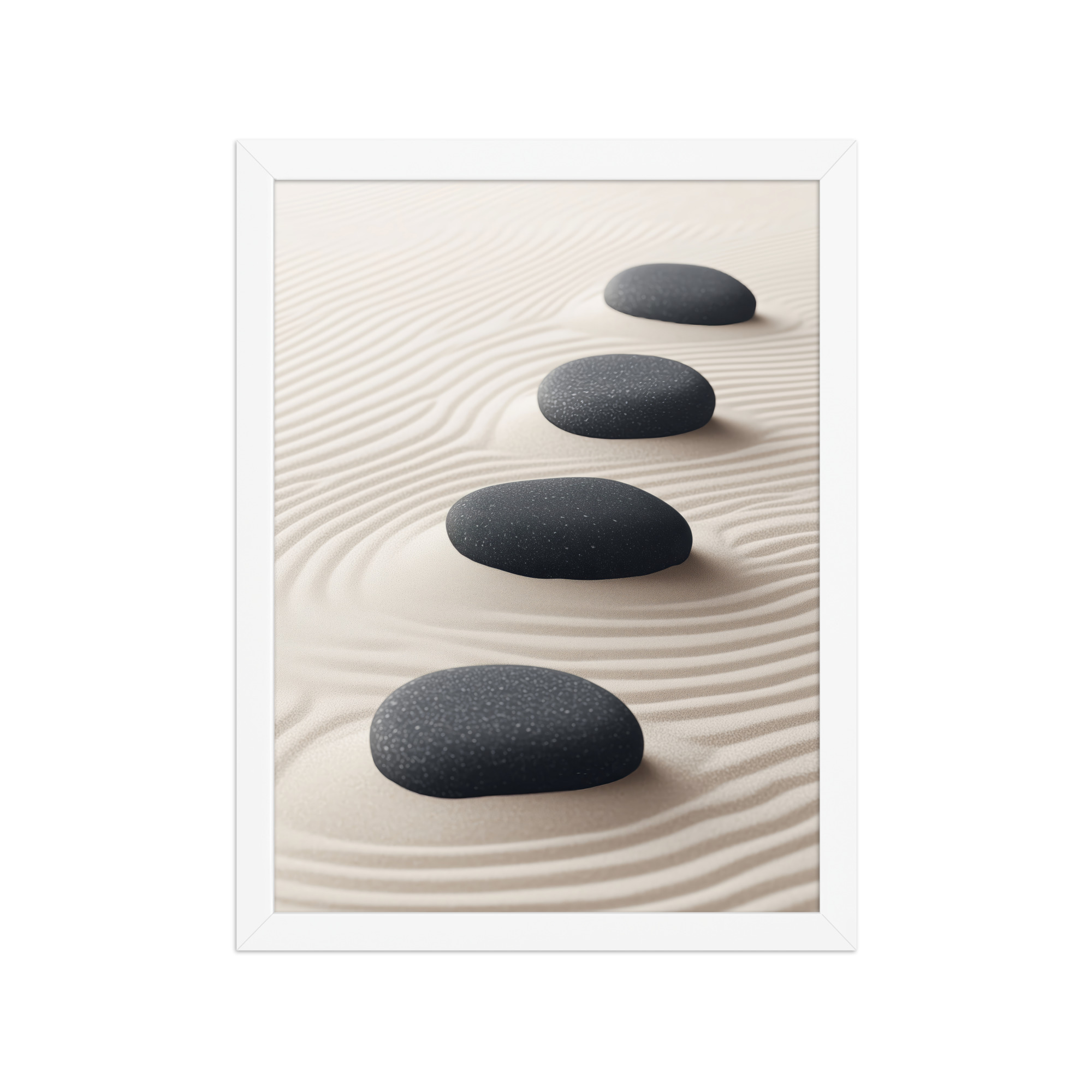 Zen Balance – Charcoal Stones on Sand Minimal Wall Art – Framed Poster - Image 19