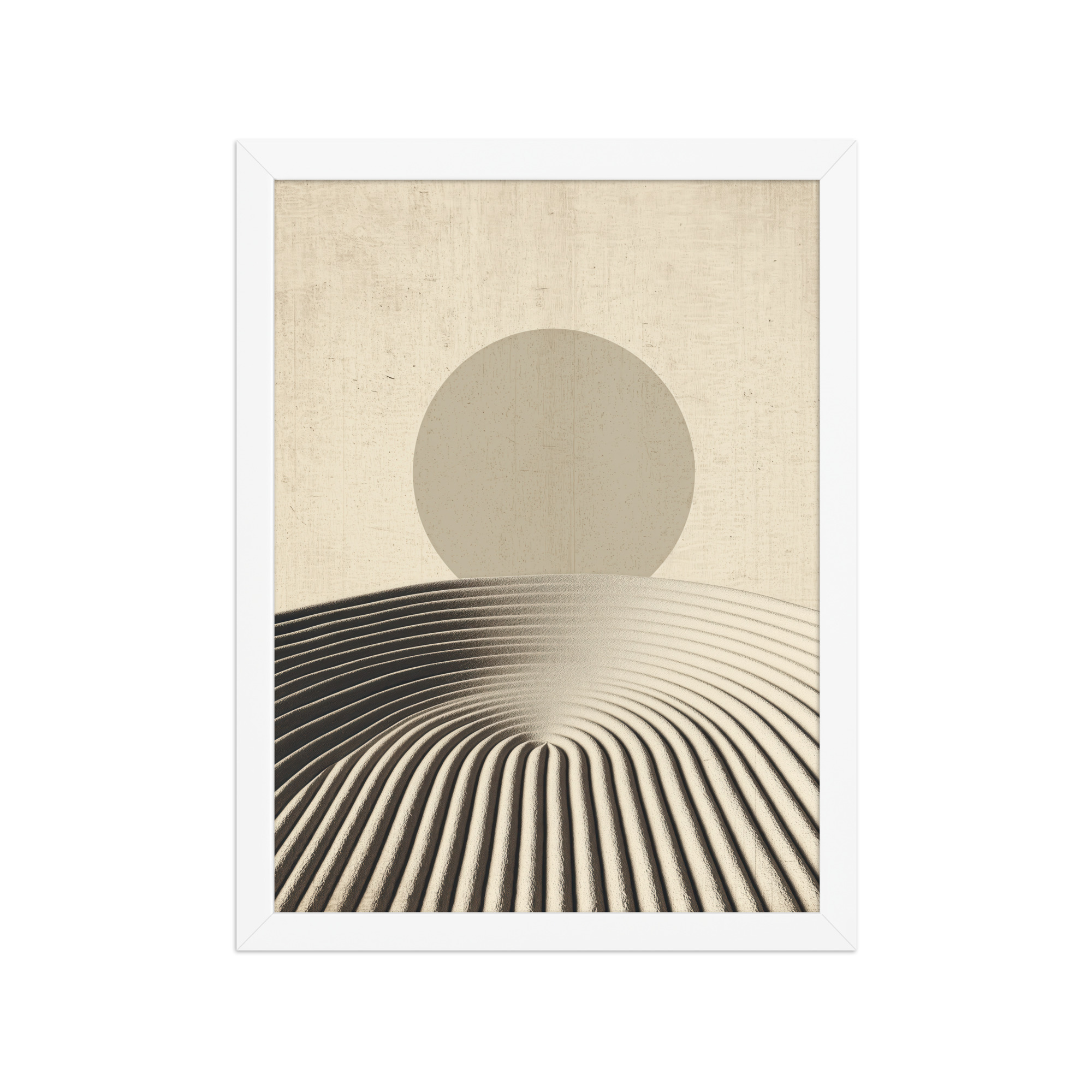 Zen Dune Sun – Raked Sand Dunes with Minimal Sun Wall Art – Framed Poster - Image 19
