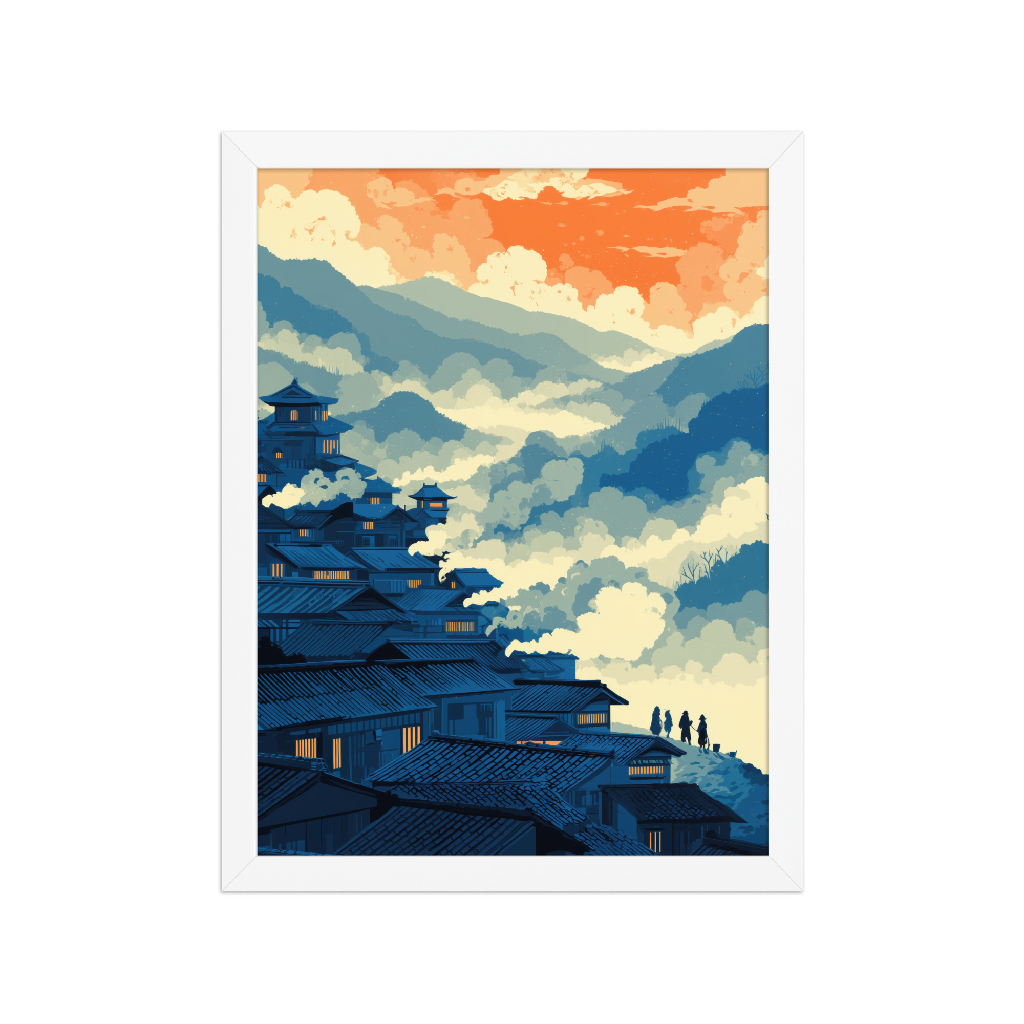 Twilight Over Hillside Village – Ukiyo-e Wall Art Print – Framed Poster - Image 16