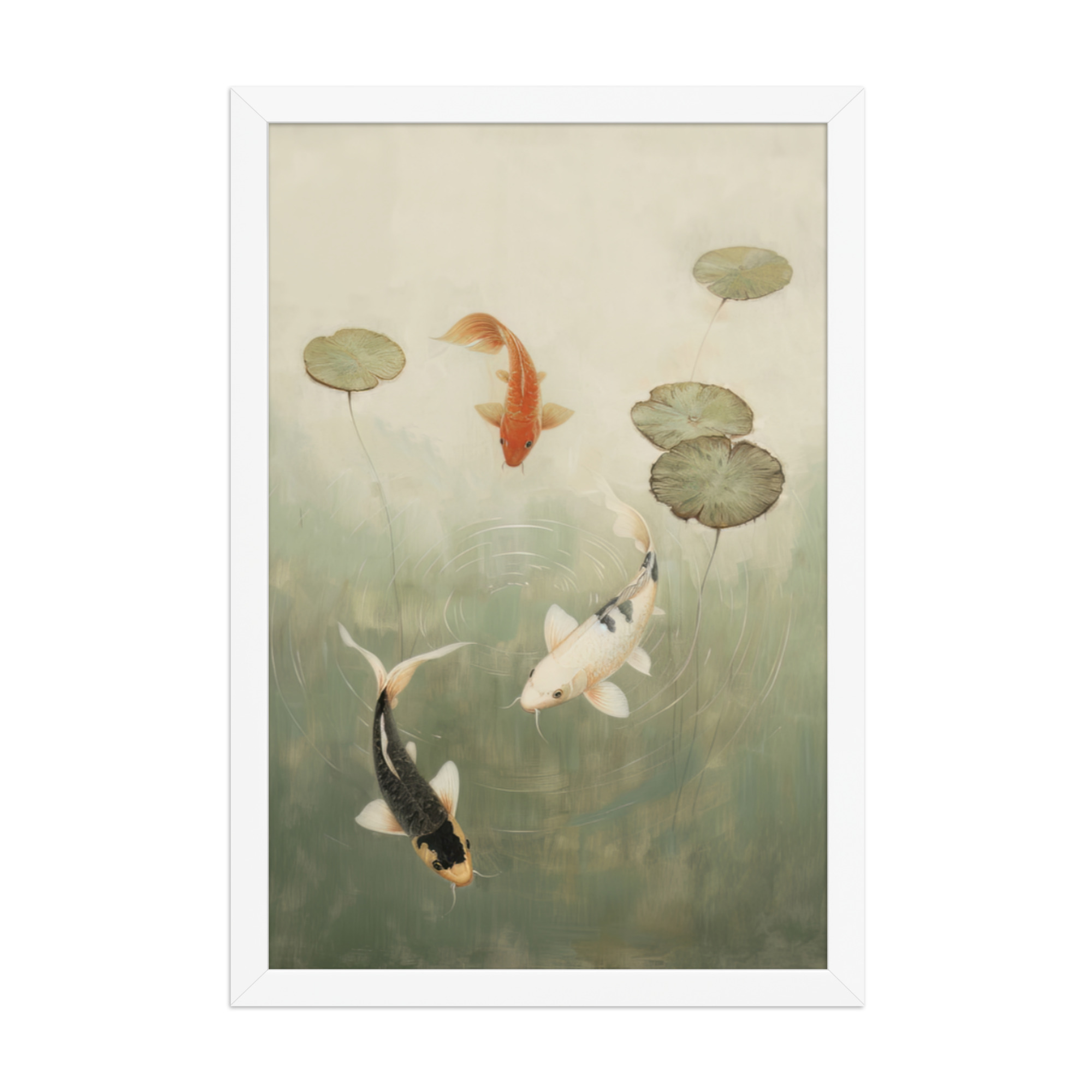 Koi Among Lilies — Tranquil Pond Art — Framed Poster - Image 20