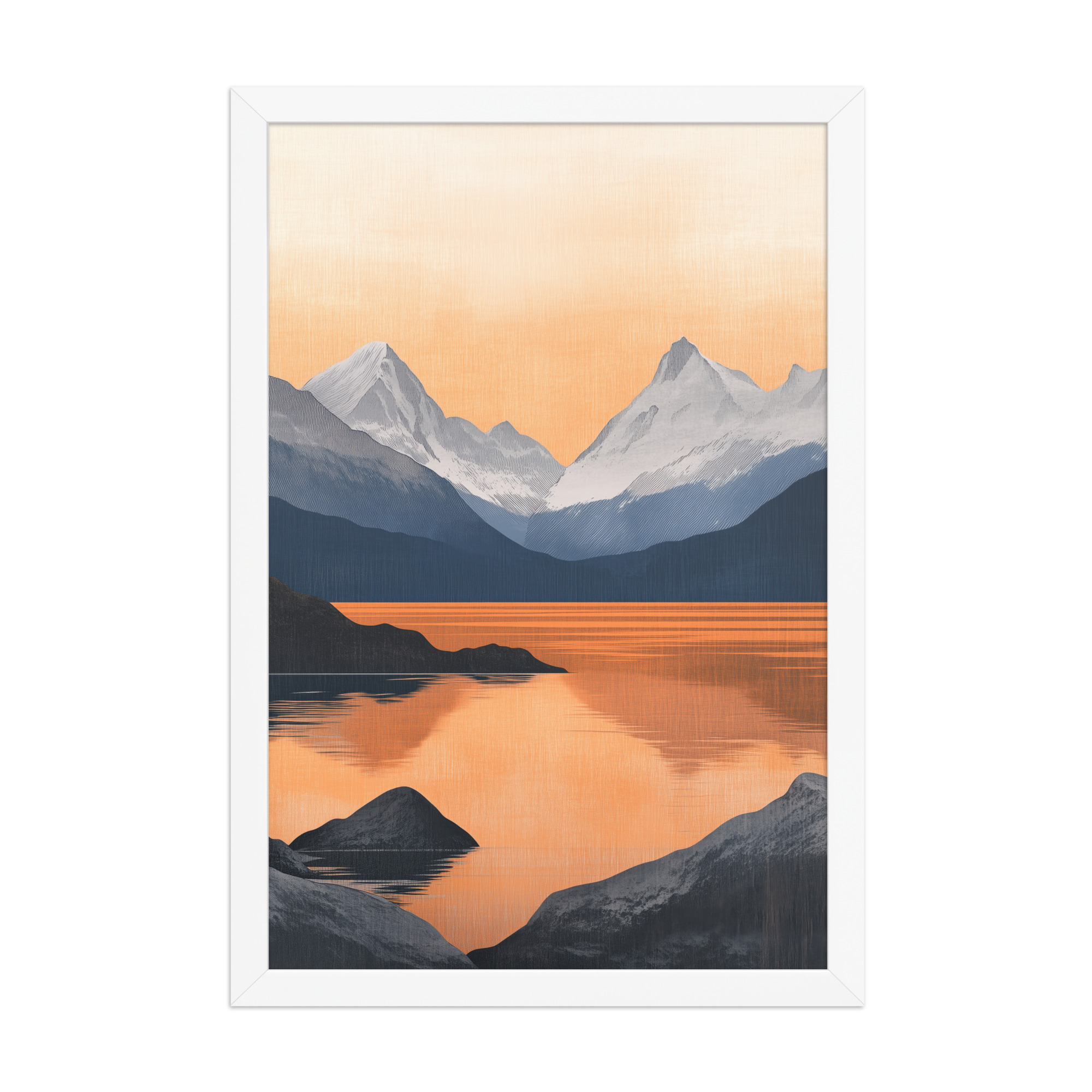 Nordic Sunset Reflections — Serene Mountain Lake Panorama Landscape Wall Art — Framed Poster - Image 17