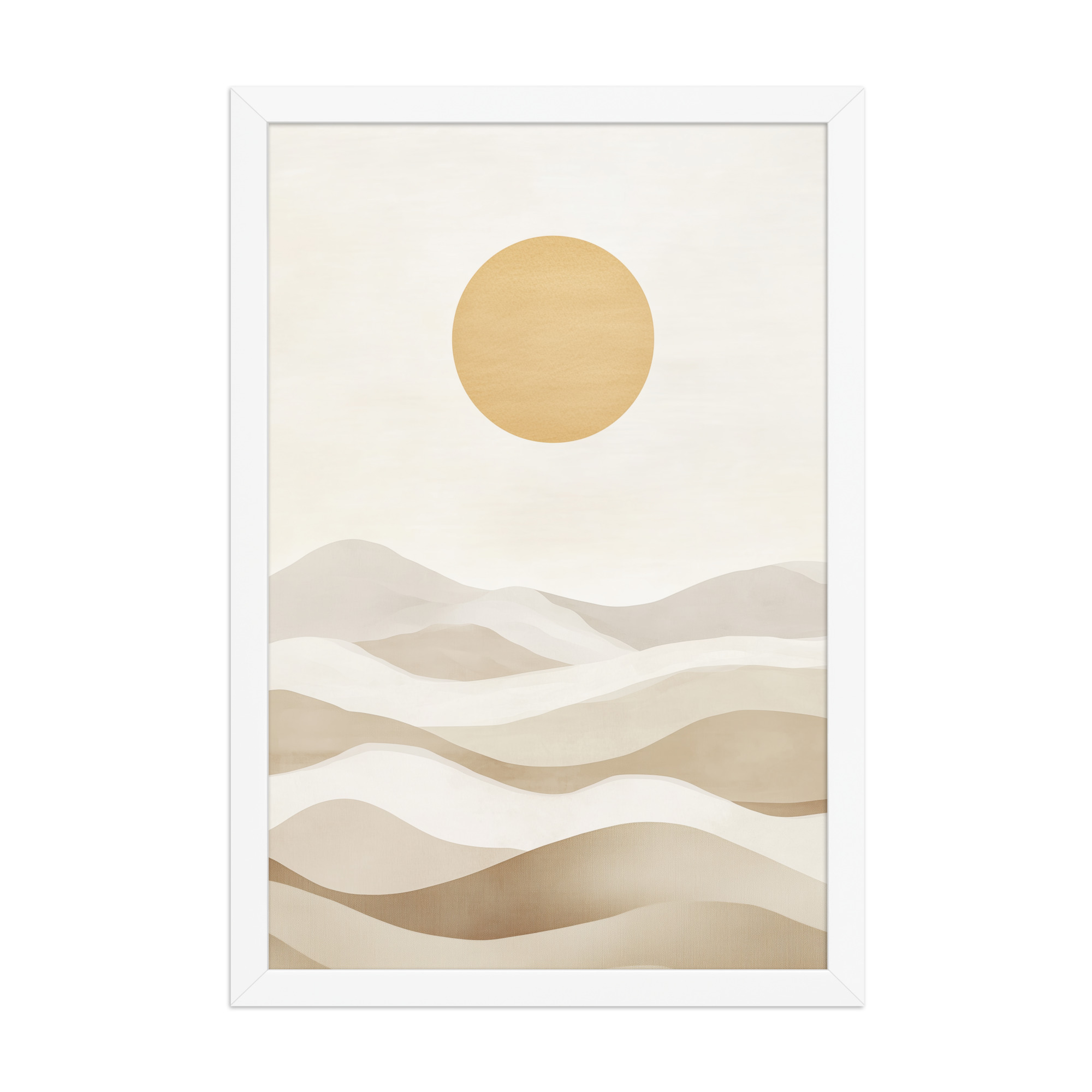 Minimal Dunes and Golden Sun — Japandi Desert Landscape Wall Decor — Framed Poster - Image 17