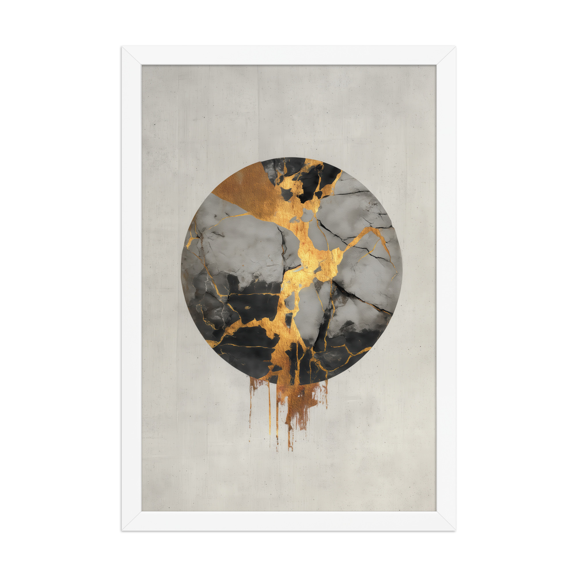 Broken Circle Golden Soul — Kintsugi Marble Circle Art with Gold Veins — Framed Poster - Image 18