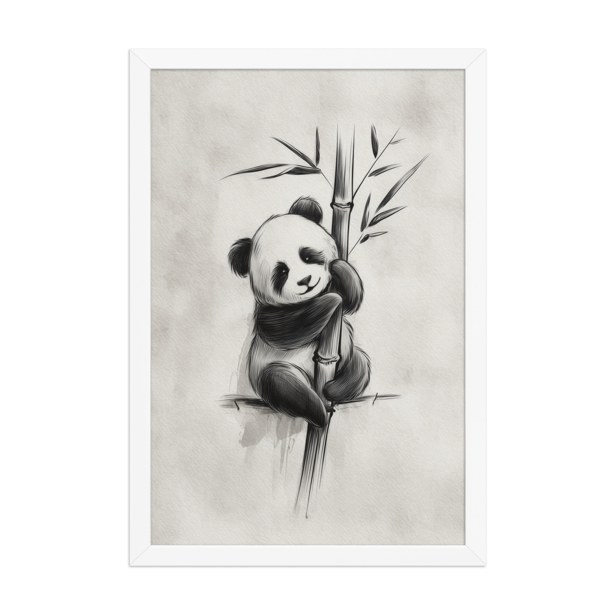Gentle Hug on Bamboo — Panda Ink Illustration in Black & White Wall Decor — Framed Poster - Image 20