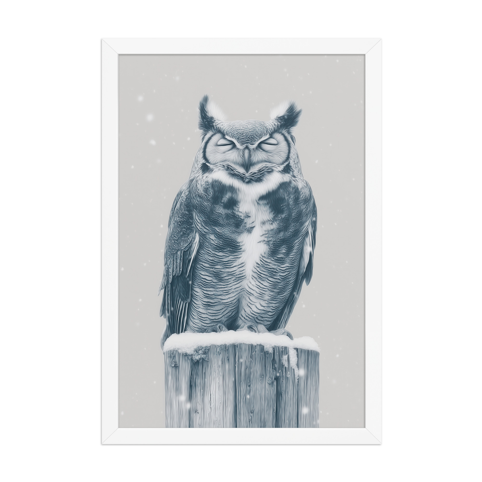Silent Sentinel – Snow Owl Winter Wildlife Art in Neutrals Wall Decor — Framed Poster - Image 20