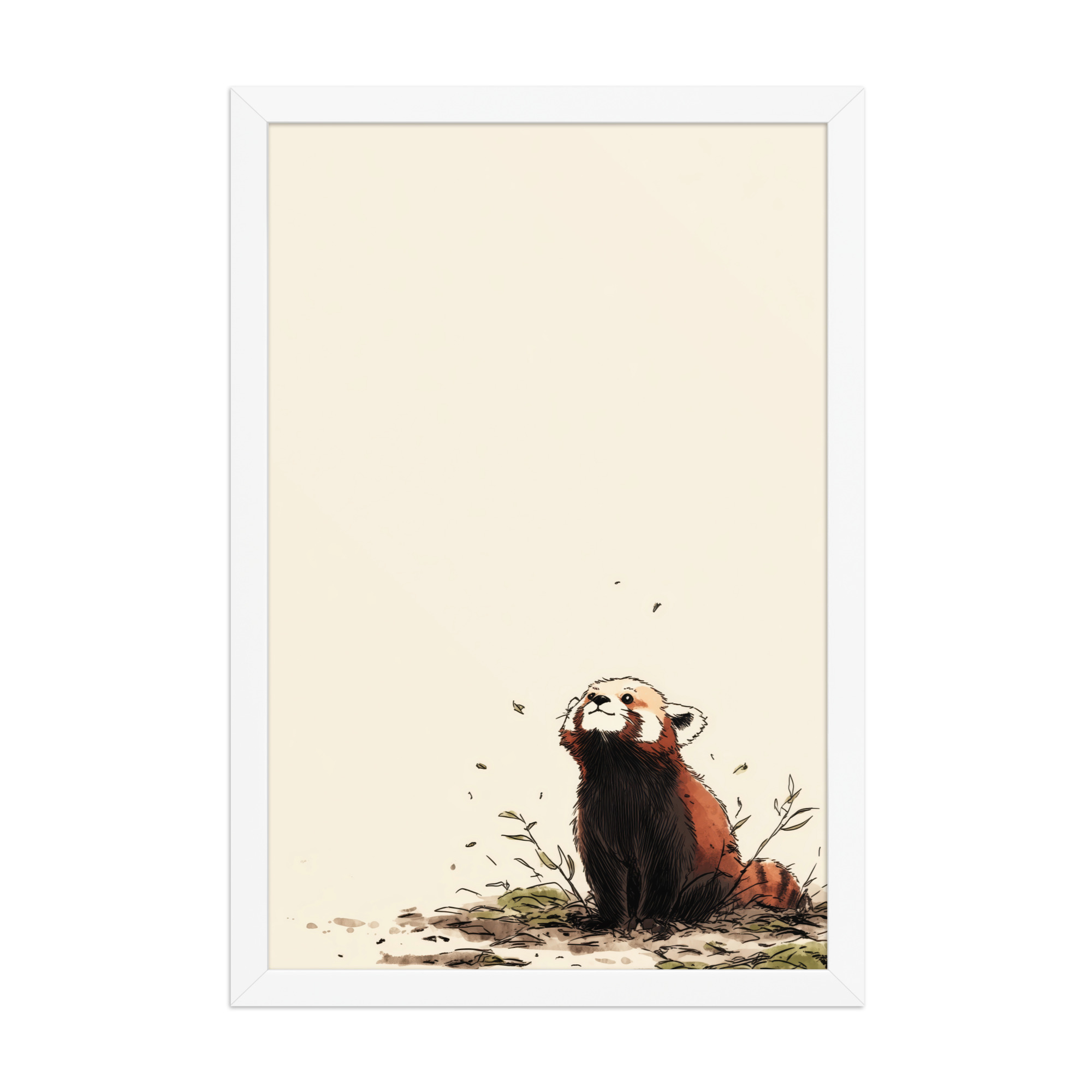 Red Panda in the Wind — Minimal Illustrated Animal Wall Art — Framed Poster - Image 17