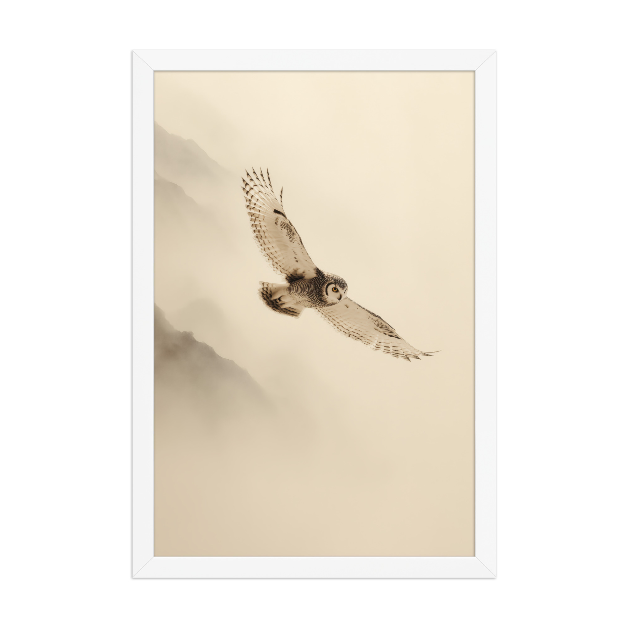 Flight Through Mist — Owl in Motion Wildlife Wall Art — Framed Poster - Image 17