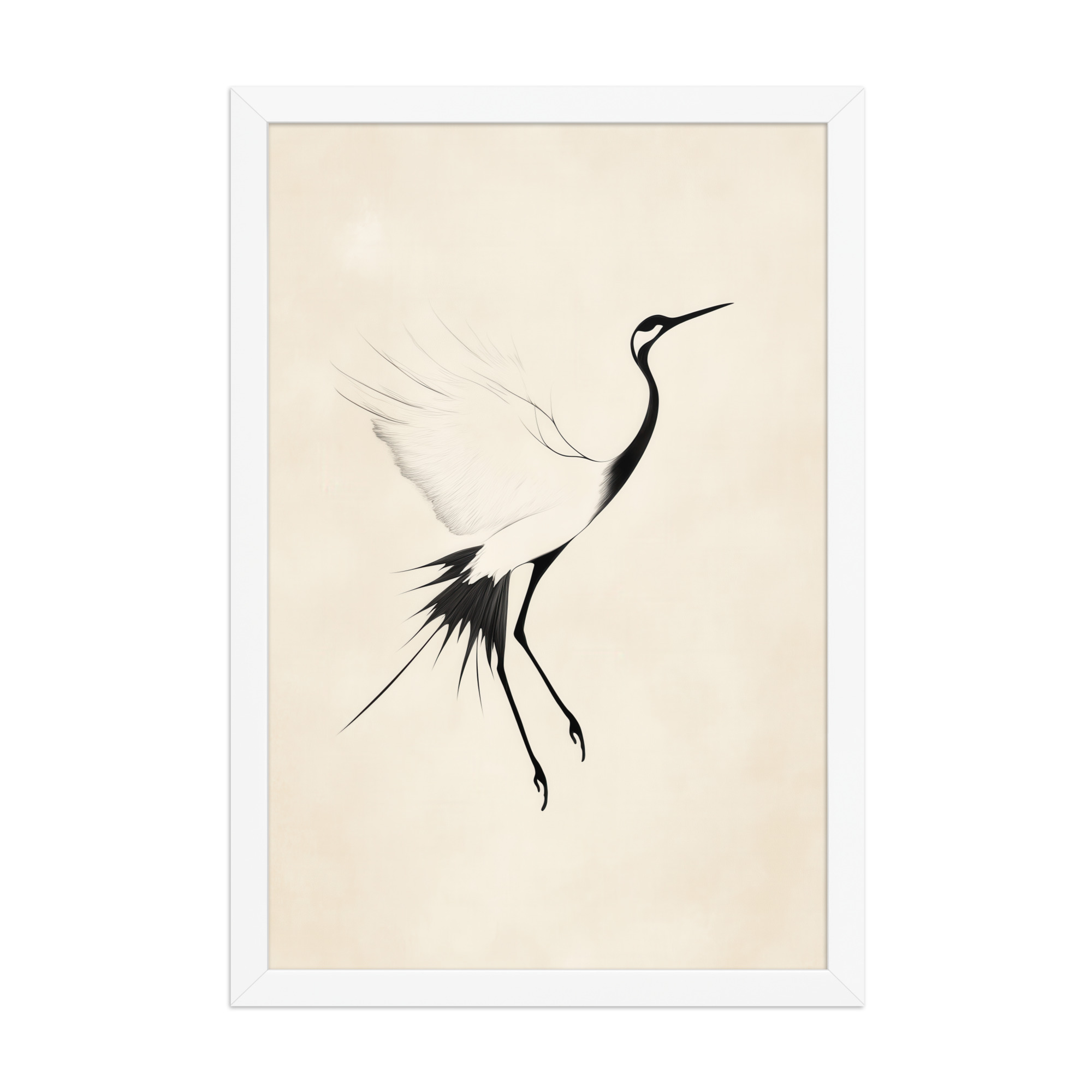 Crane of Still Winds — Red-Crowned Crane Minimal Ink Art — Framed Poster - Image 20